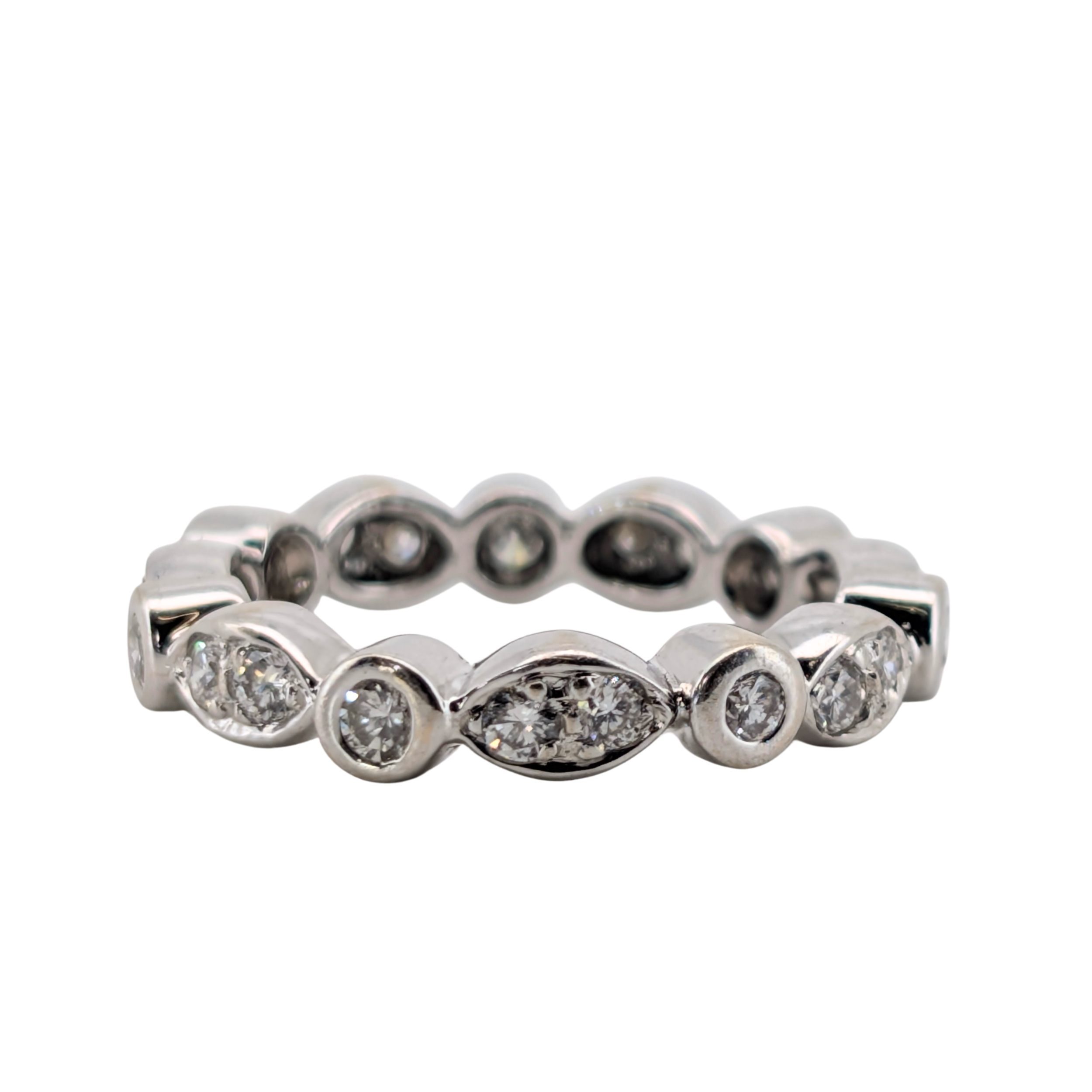 0.50Ct Natural Diamond Marquise Motif Eternity Band Ring In 18K White Gold