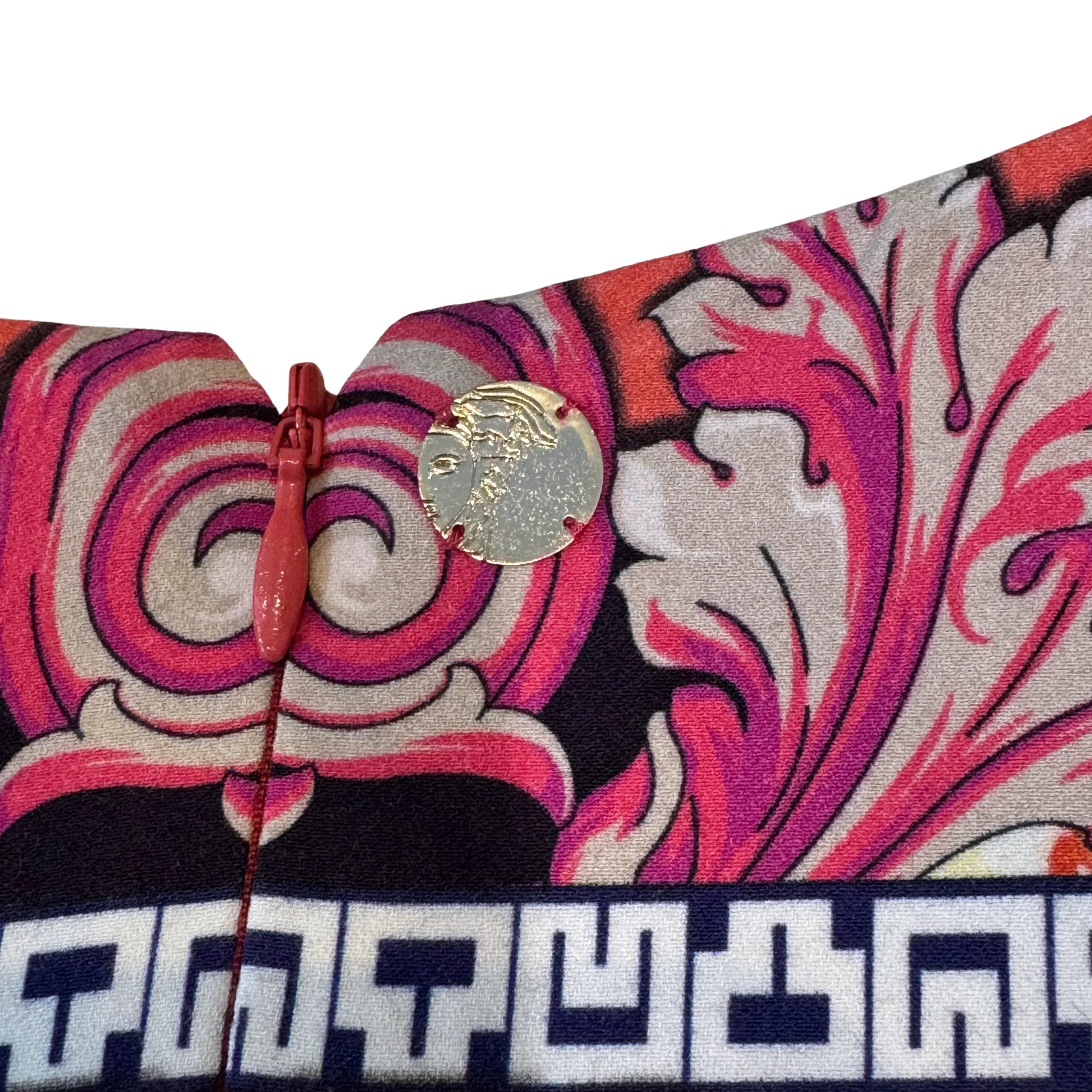Versace Pink x Orange Baroque Print Sleeveless Dress Size 42