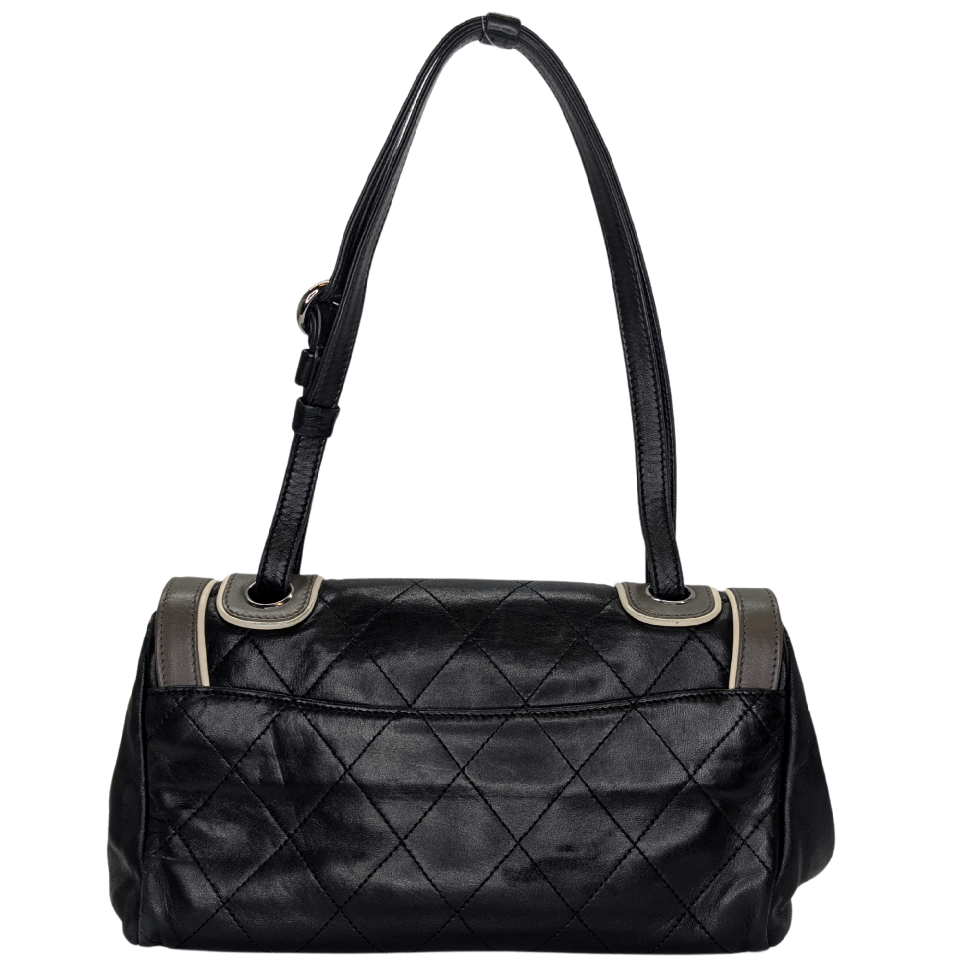 Chanel East-West Shoulder Bag Leather Black