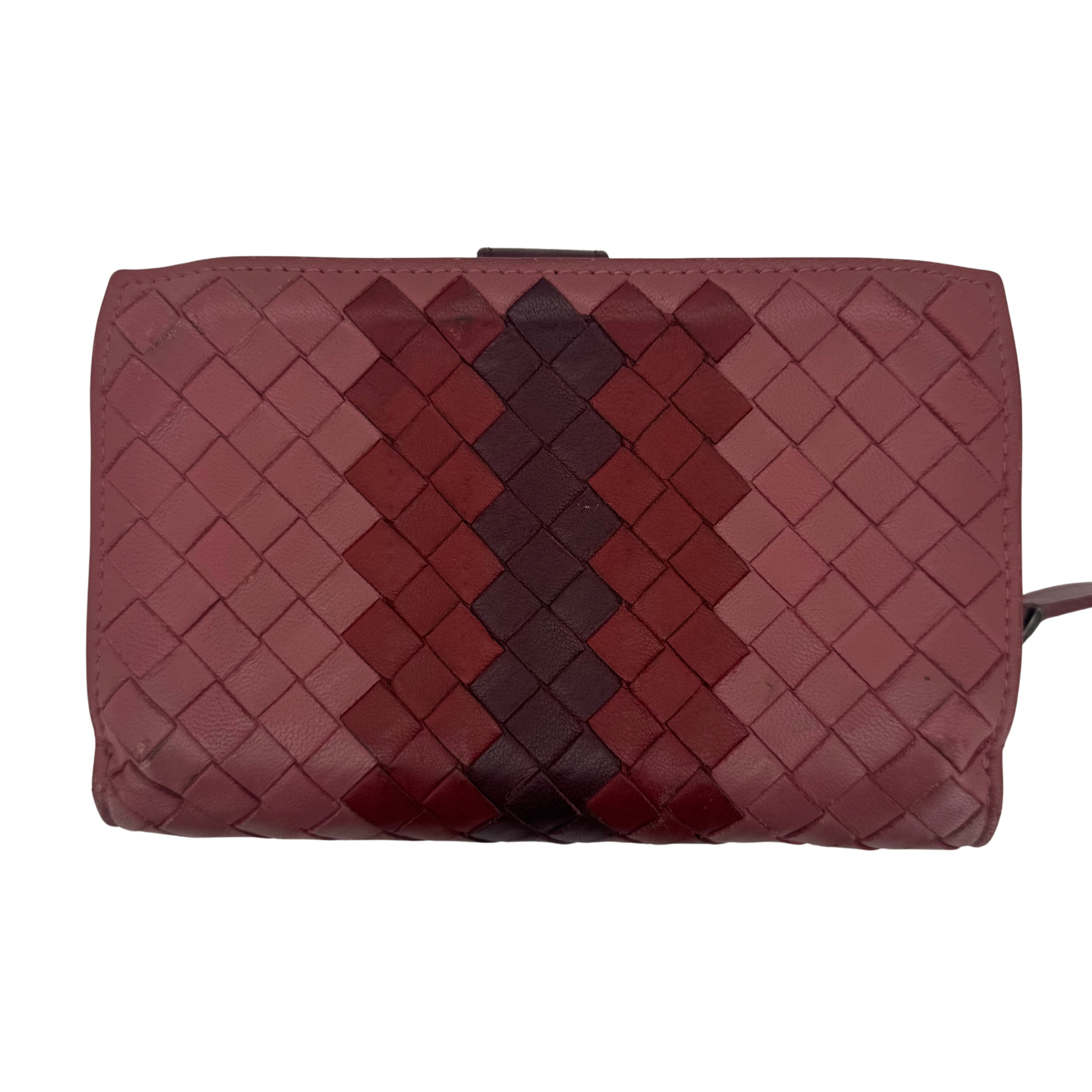 Bottega Veneta Tri Color Intrecciato Leather French Flap Wallet