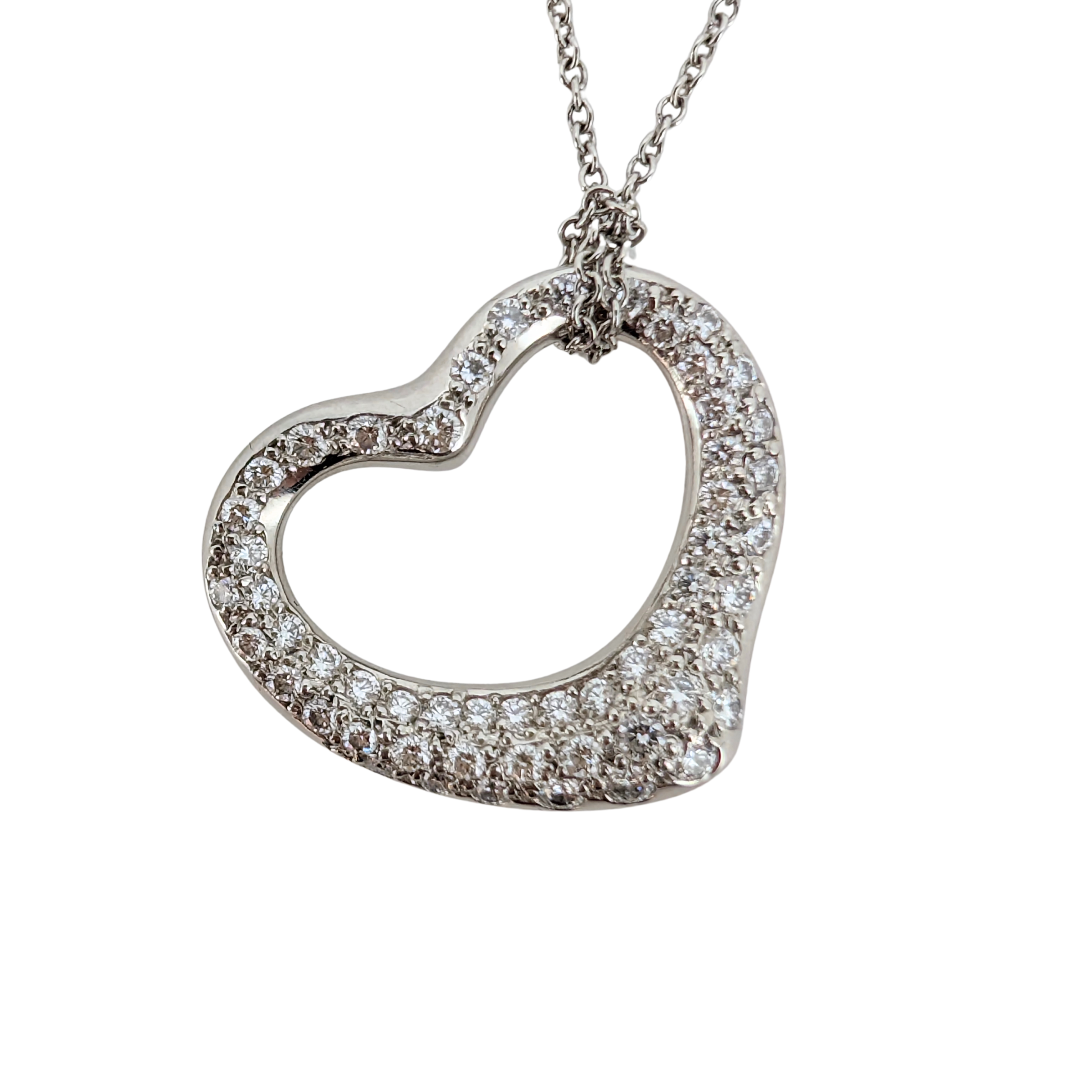 Tiffany & Co. Elsa Peretti Medium Open Heart Pavé Diamond Necklace Platinum