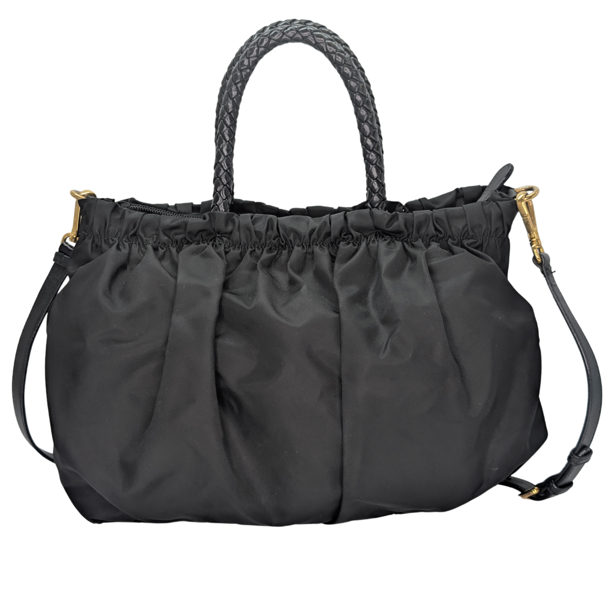 Black Prada Nylon Tessuto Top Handle Crossbody/Shoulder Bag