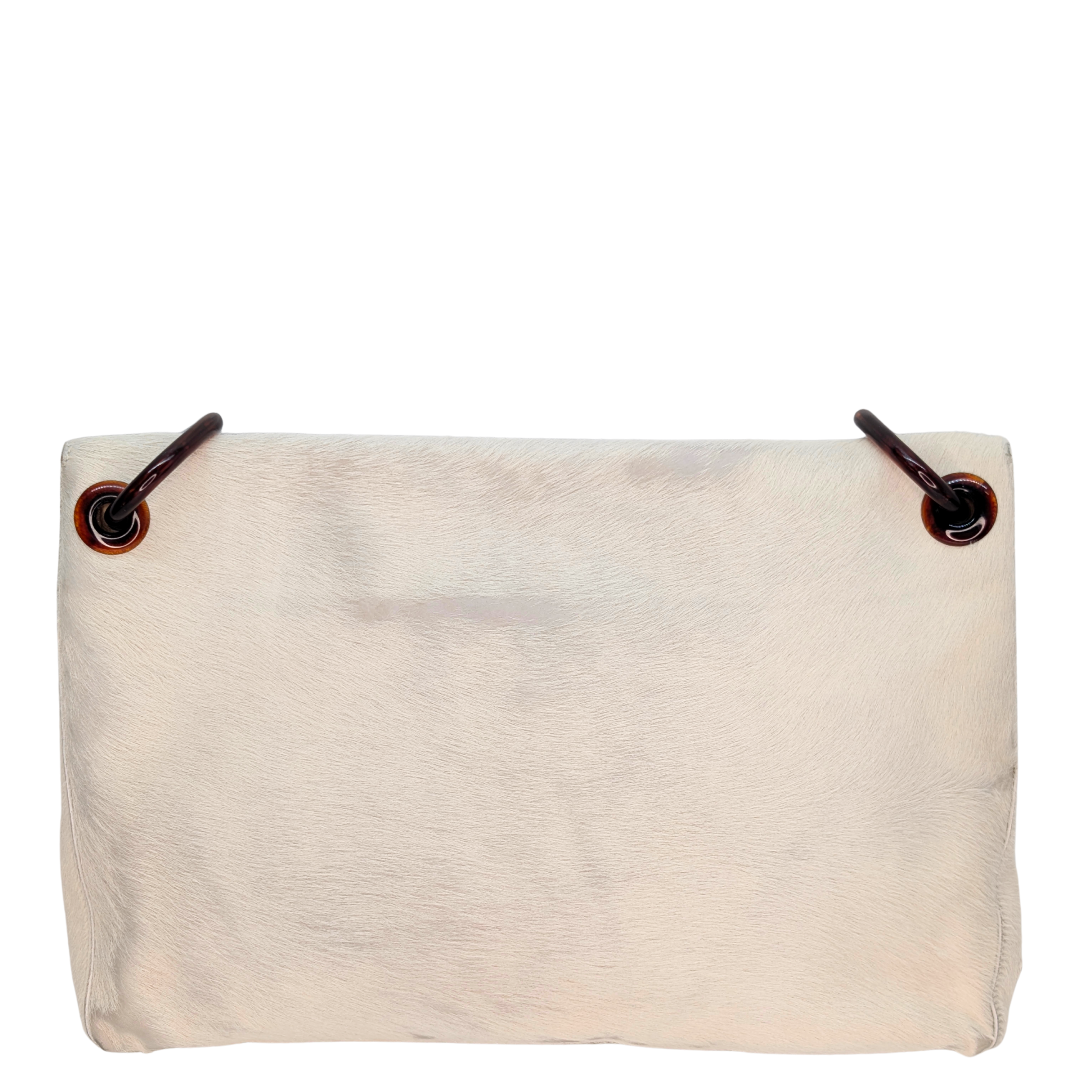 Prada Vintage Calfhair Shoulder Bag White