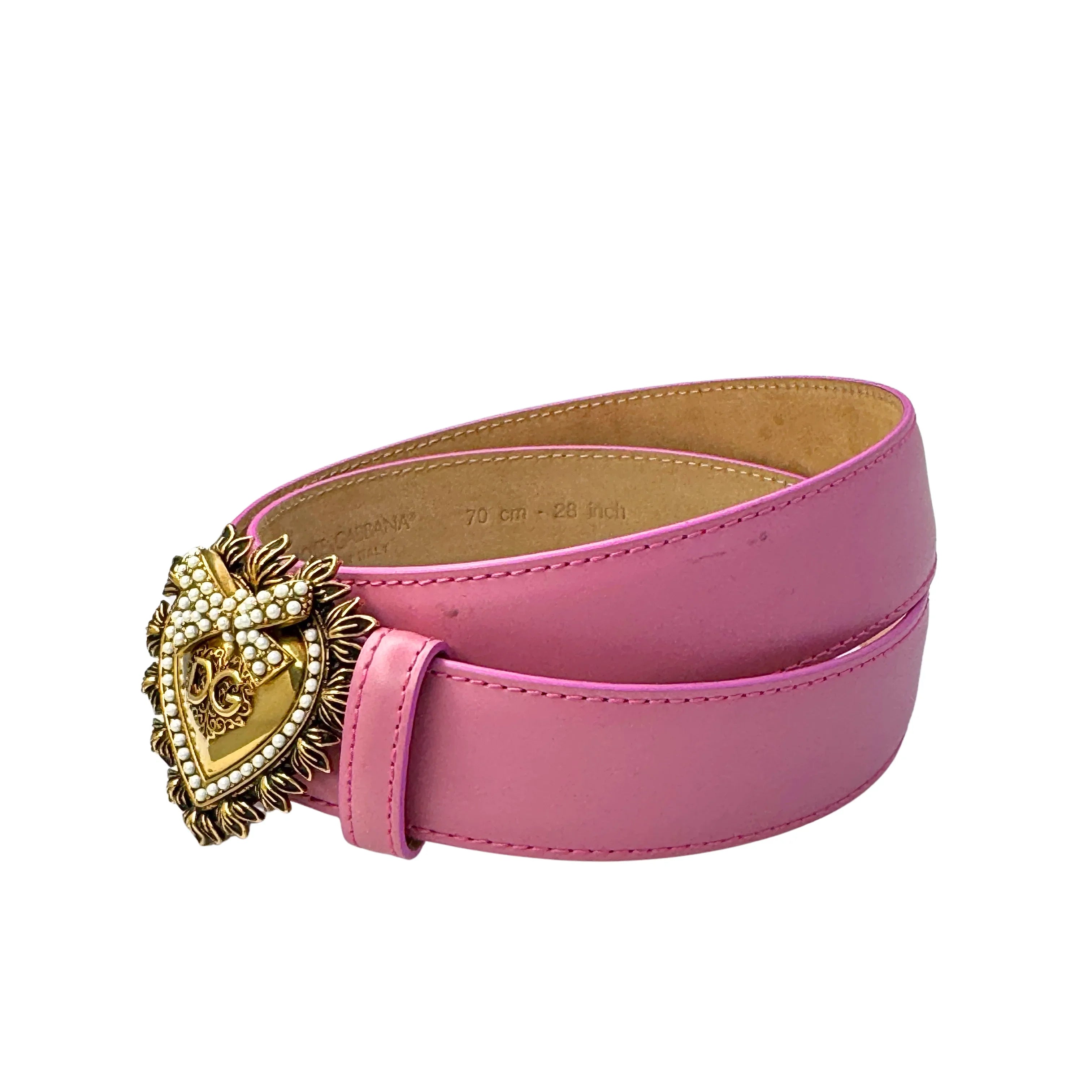 Dolce & Gabbana Devotion Belt Leather Pink - Lost Designer