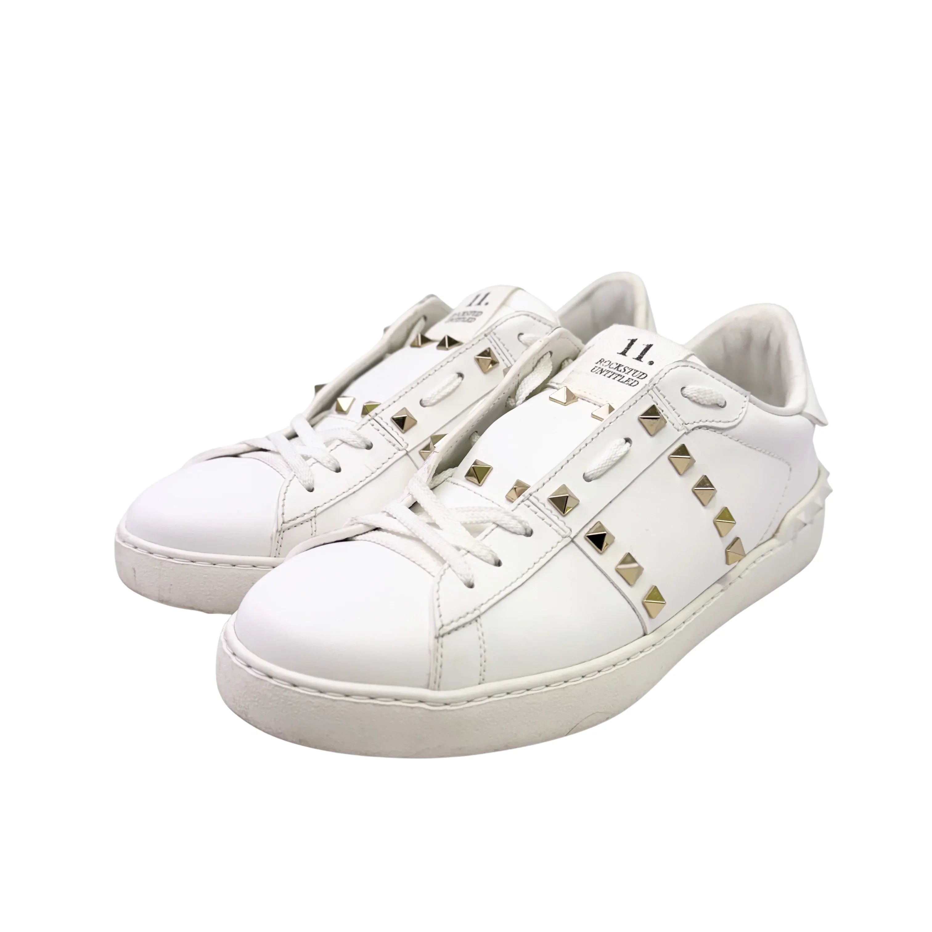 White Valentino RockStud Sneakers Women's 8 US - Lost Designer