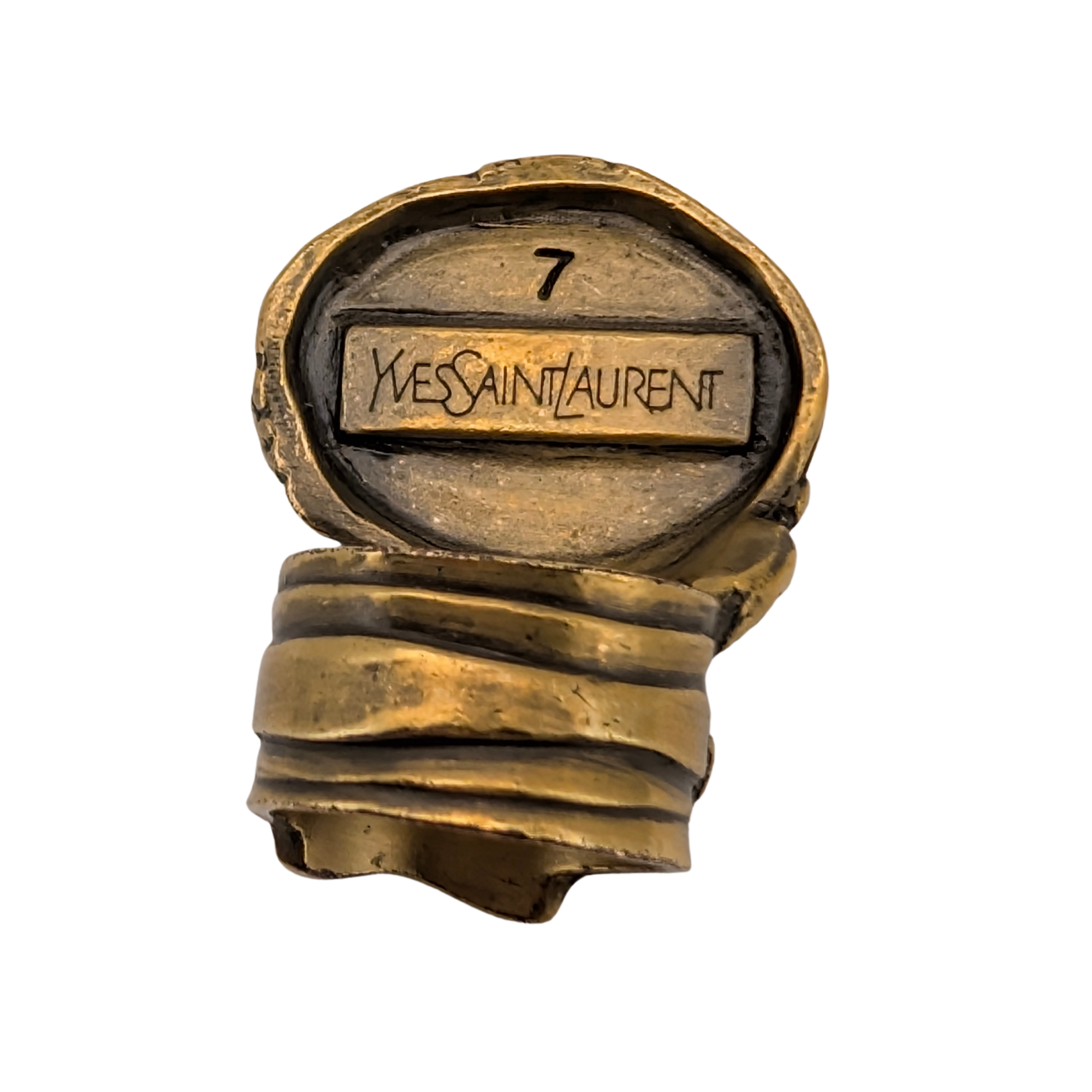 Yves Saint Laurent Arty Cabochon Gold Tone Ring Size 54/N½