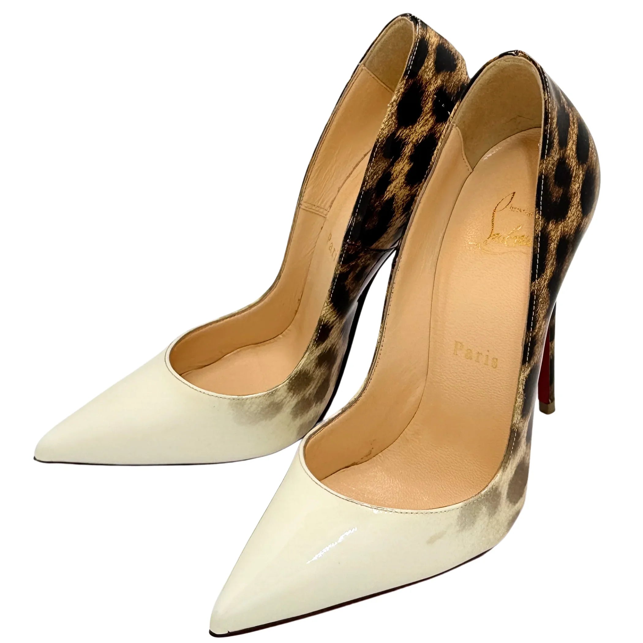 Christian Louboutin White Leopard Print So Kate Pumps 36 - Lost Designer