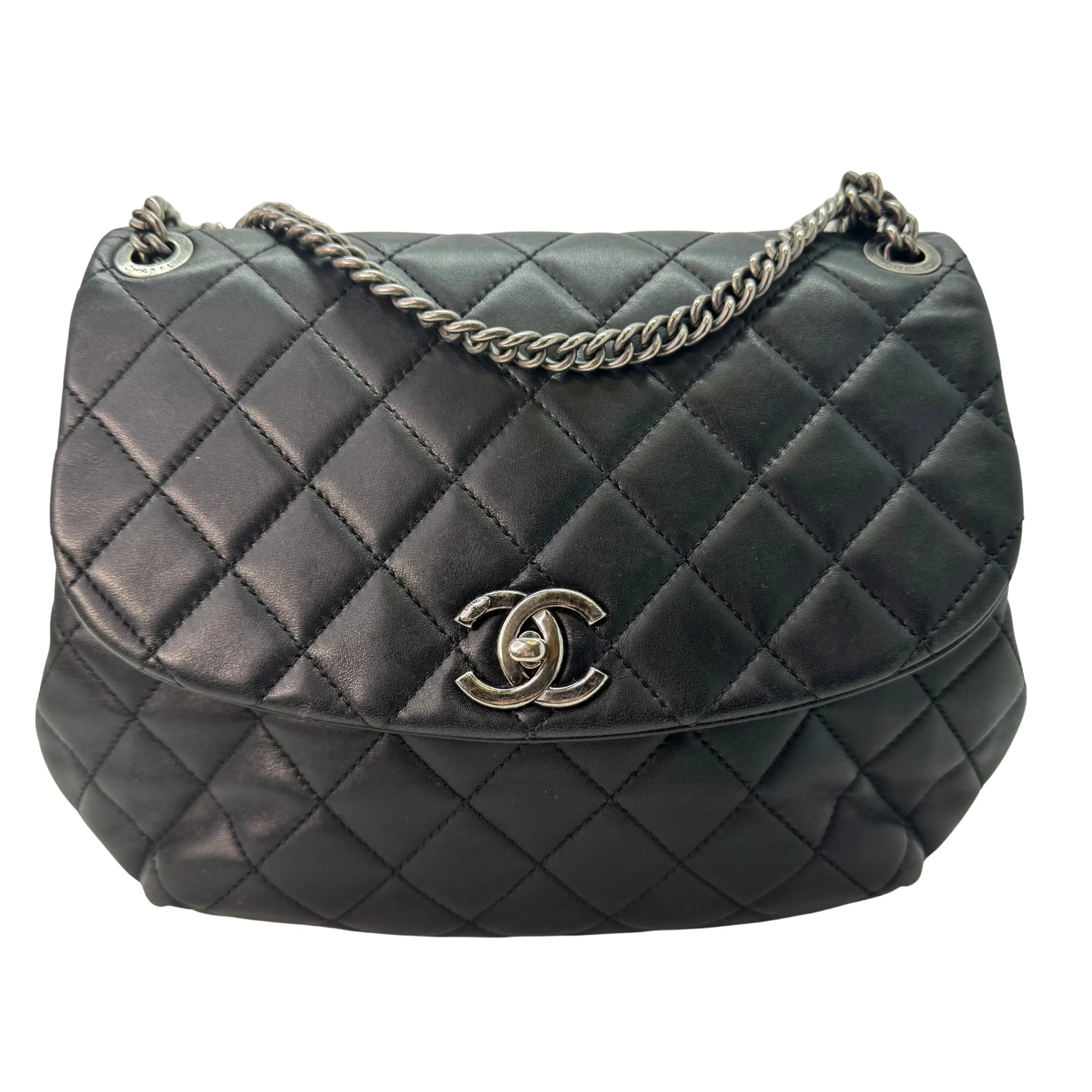 Chanel Lambskin Quilted Large Daily Supple Flap Black - Lost Designer
