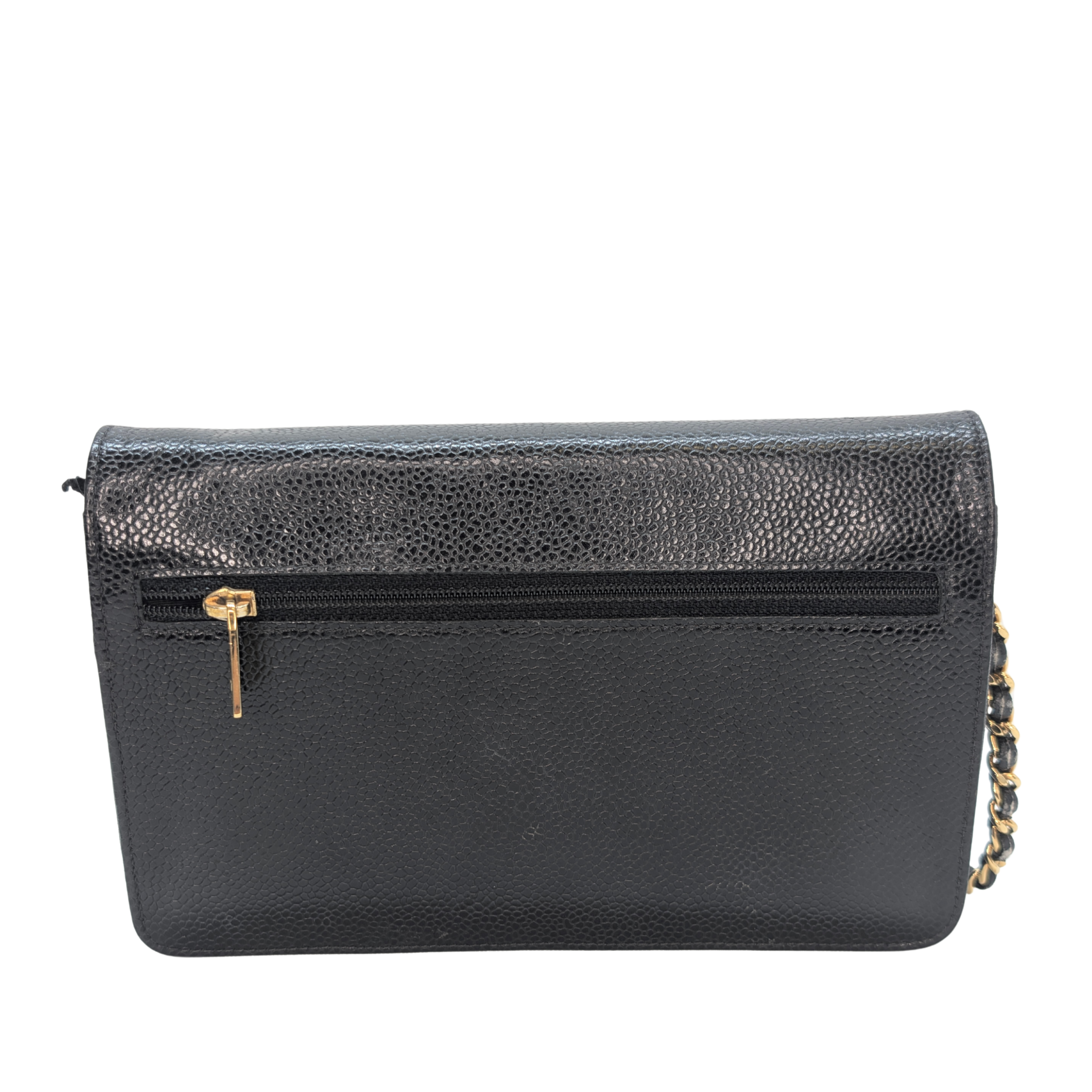 Chanel Caviar Timeless CC Wallet On Chain WOC Black