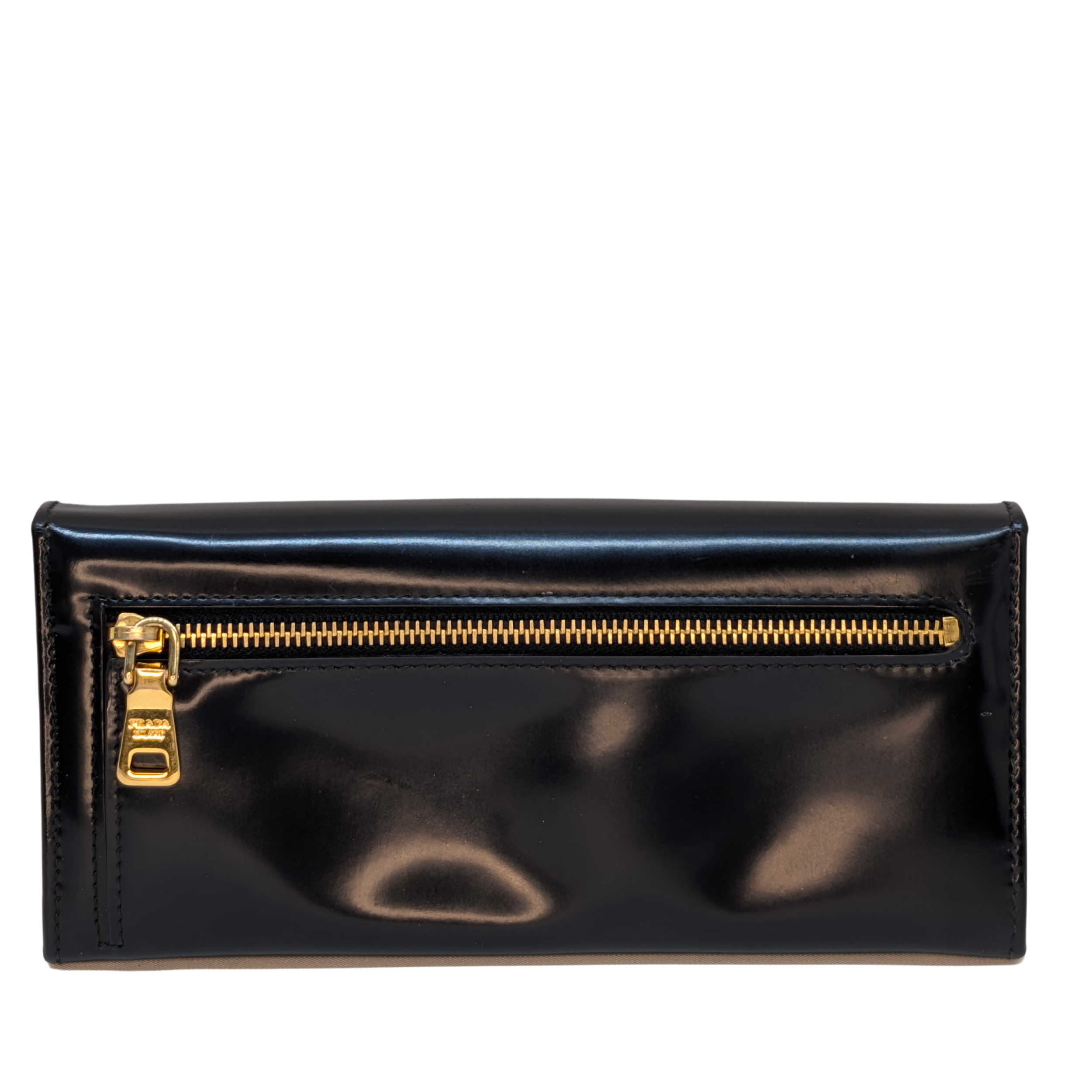 Prada Calfskin Leather Long Wallet Black