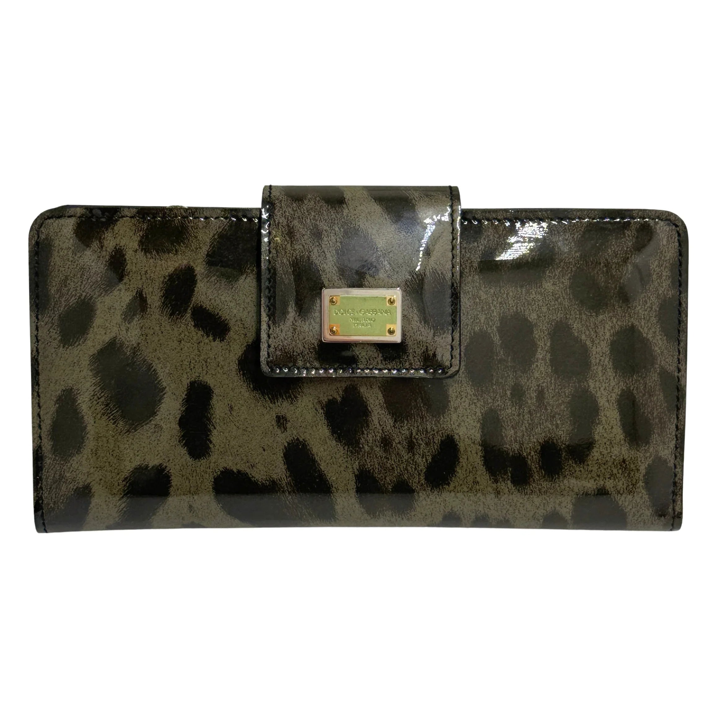 Dolce & Gabbana Leopard Print Leather Wallet Khaki - Lost Designer