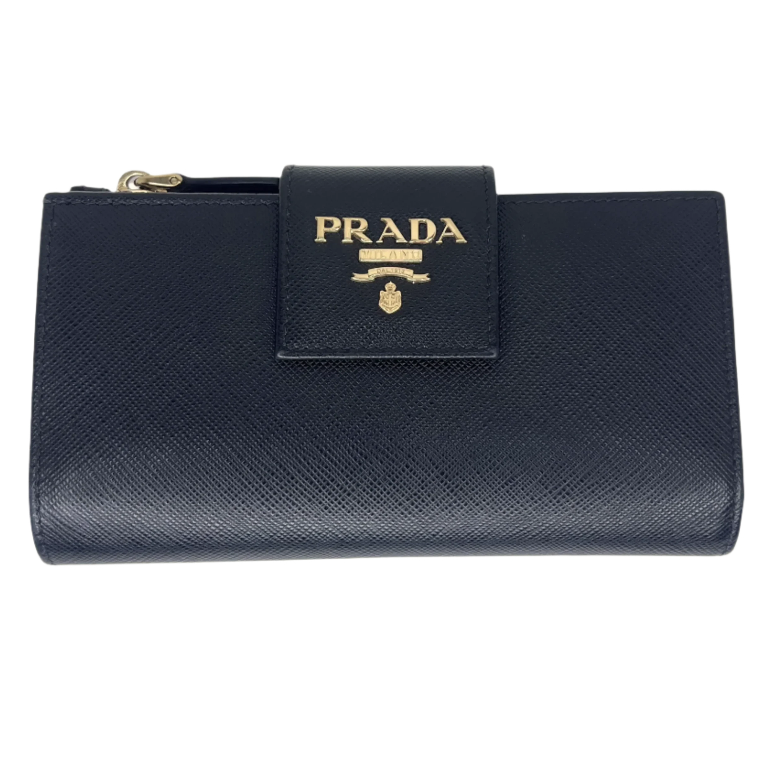 Prada Saffiano Metal Leather Continental Wallet Black