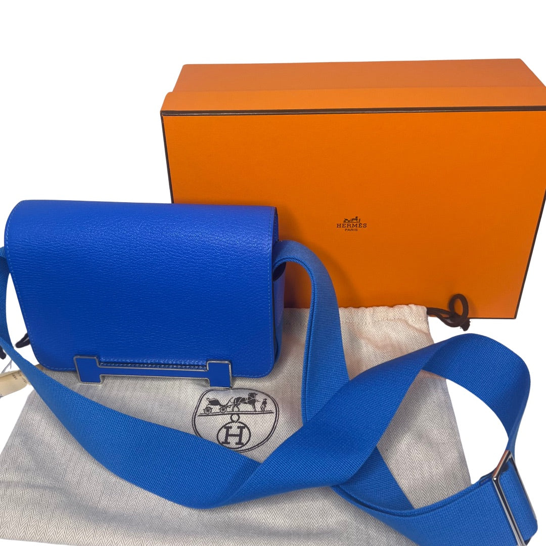 HERMÈS Geta Bag Bleu Electrique Mysore Goatskin 2024 Stamp
