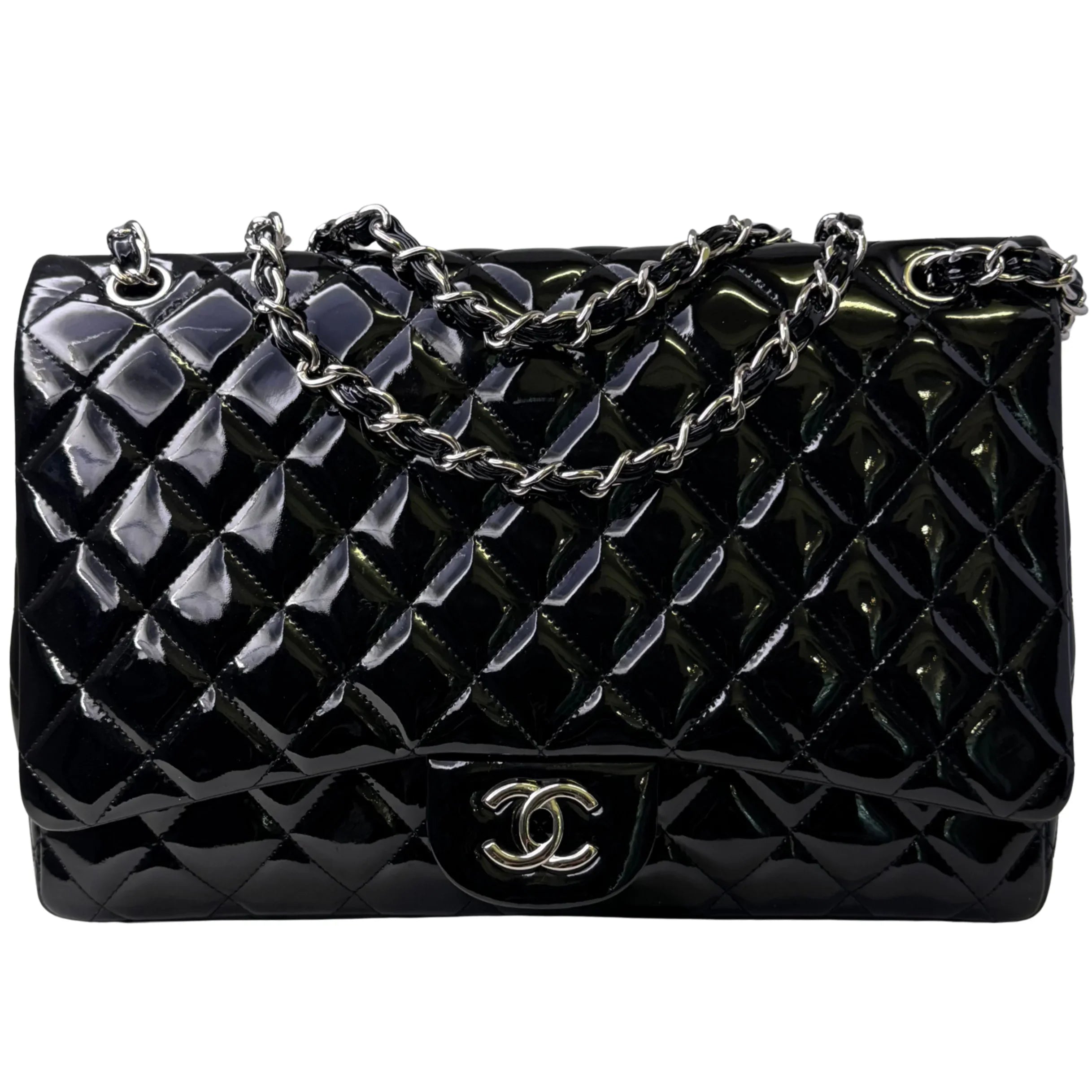 Chanel Maxi Flap Patent Leather Bag Black - Lost Designer