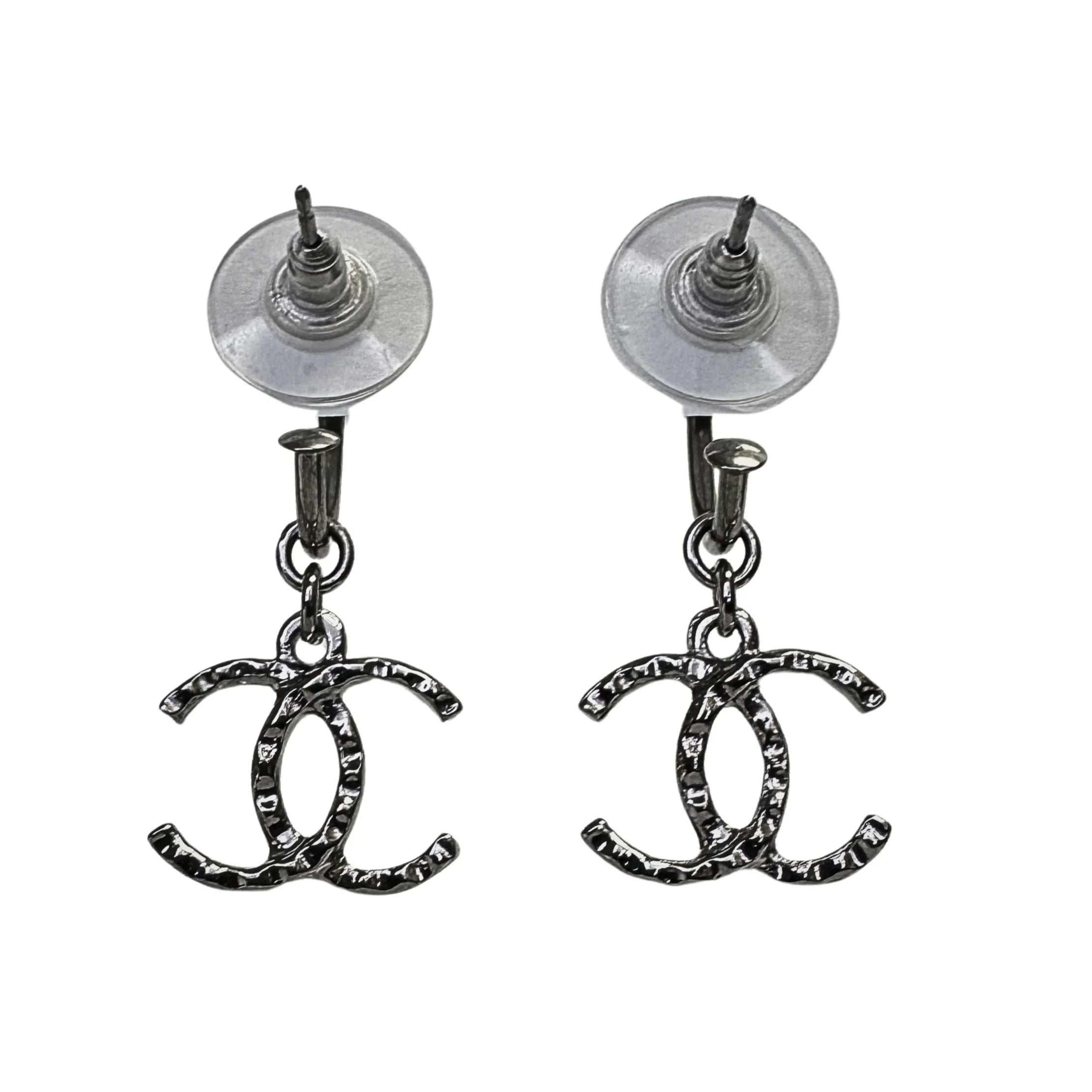 Chanel CC Earrings Metallic Gunmetal - Lost Designer