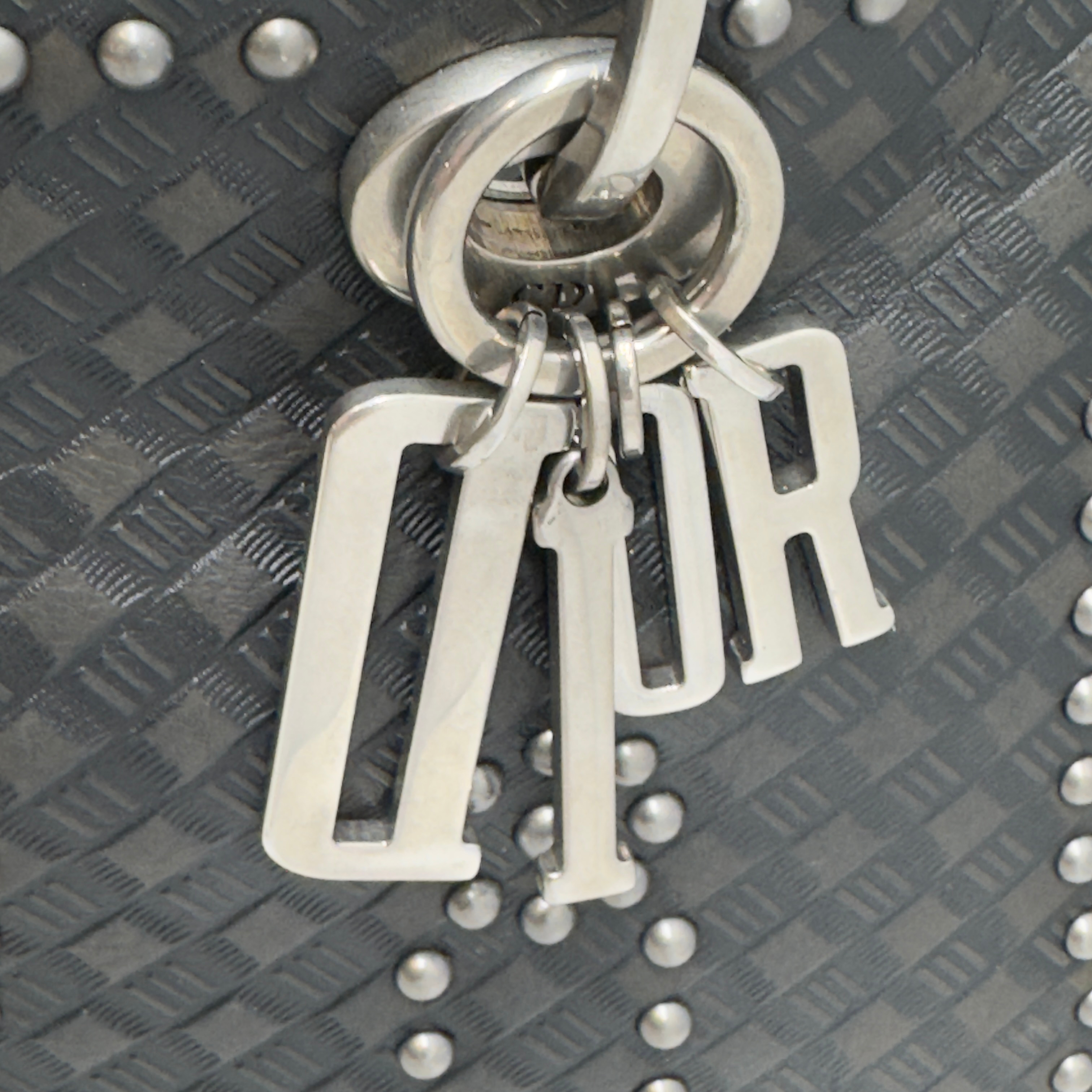 Christian Dior Large Lady Dior Studded Handbag Black
