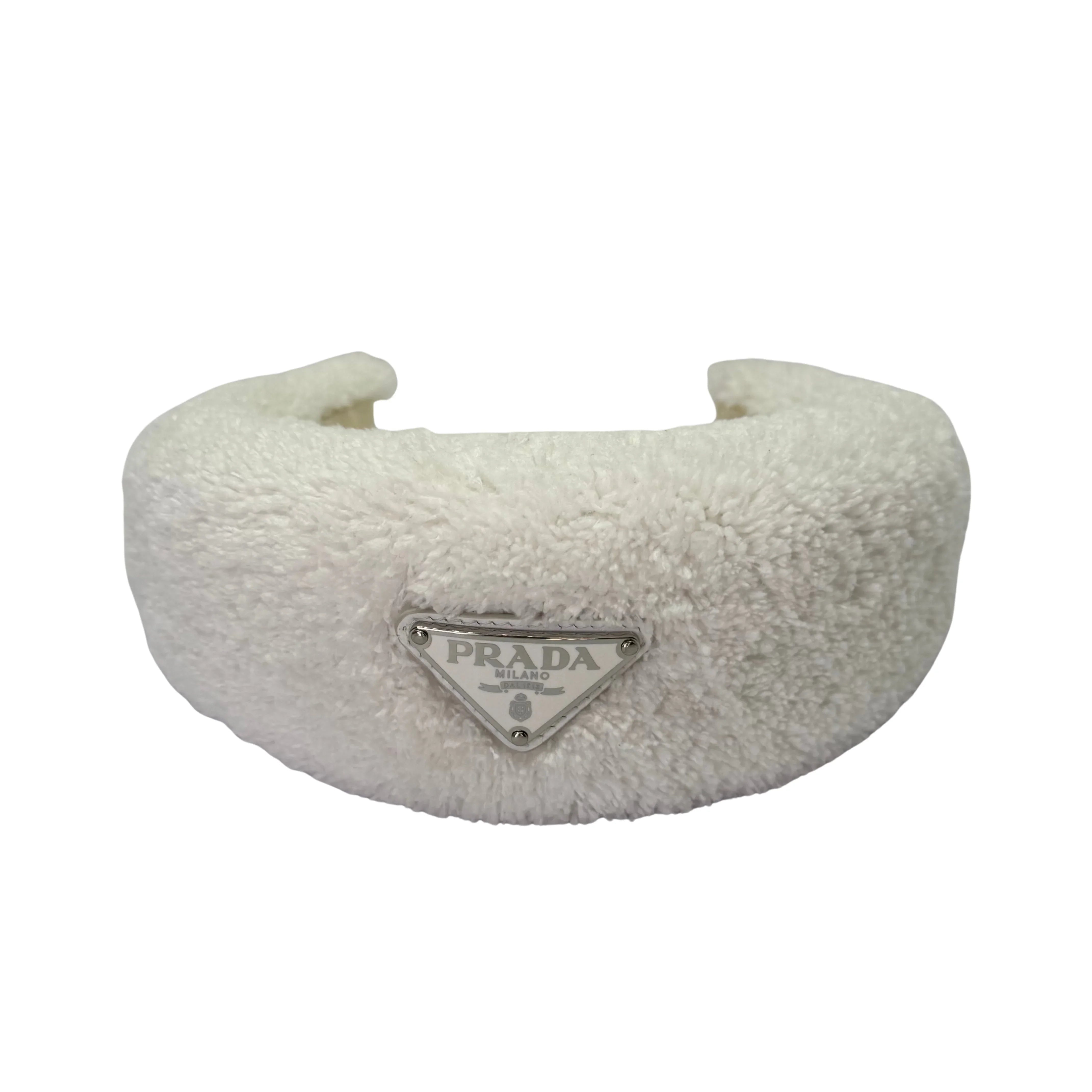 Prada Terry Cloth Headband White - Lost Designer