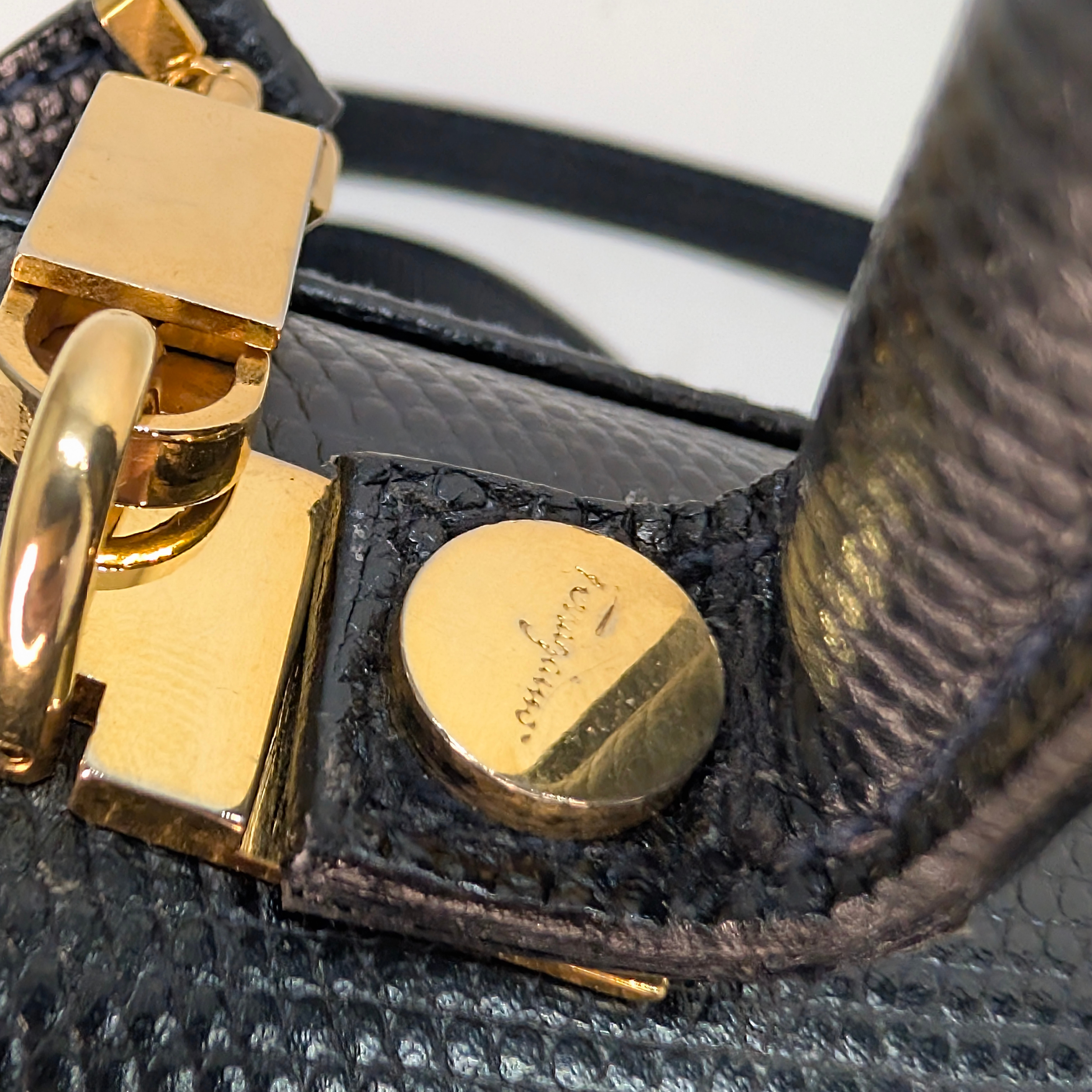 Salvatore Ferragamo Lizard Gancini Iconic Top Handle Bag