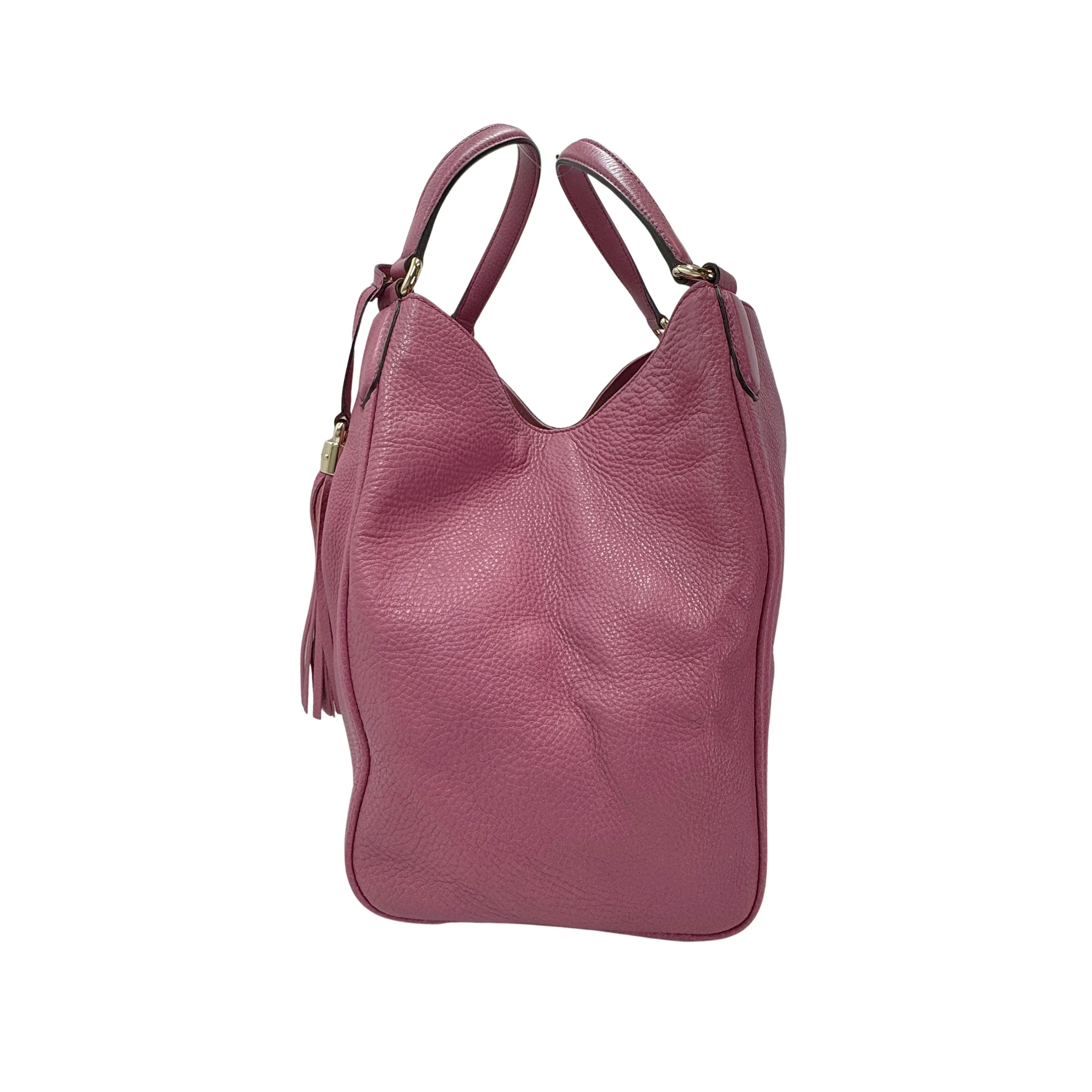 Gucci Pebbled Calfskin Medium Soho Shoulder Bag Fresia Rose - Lost Designer