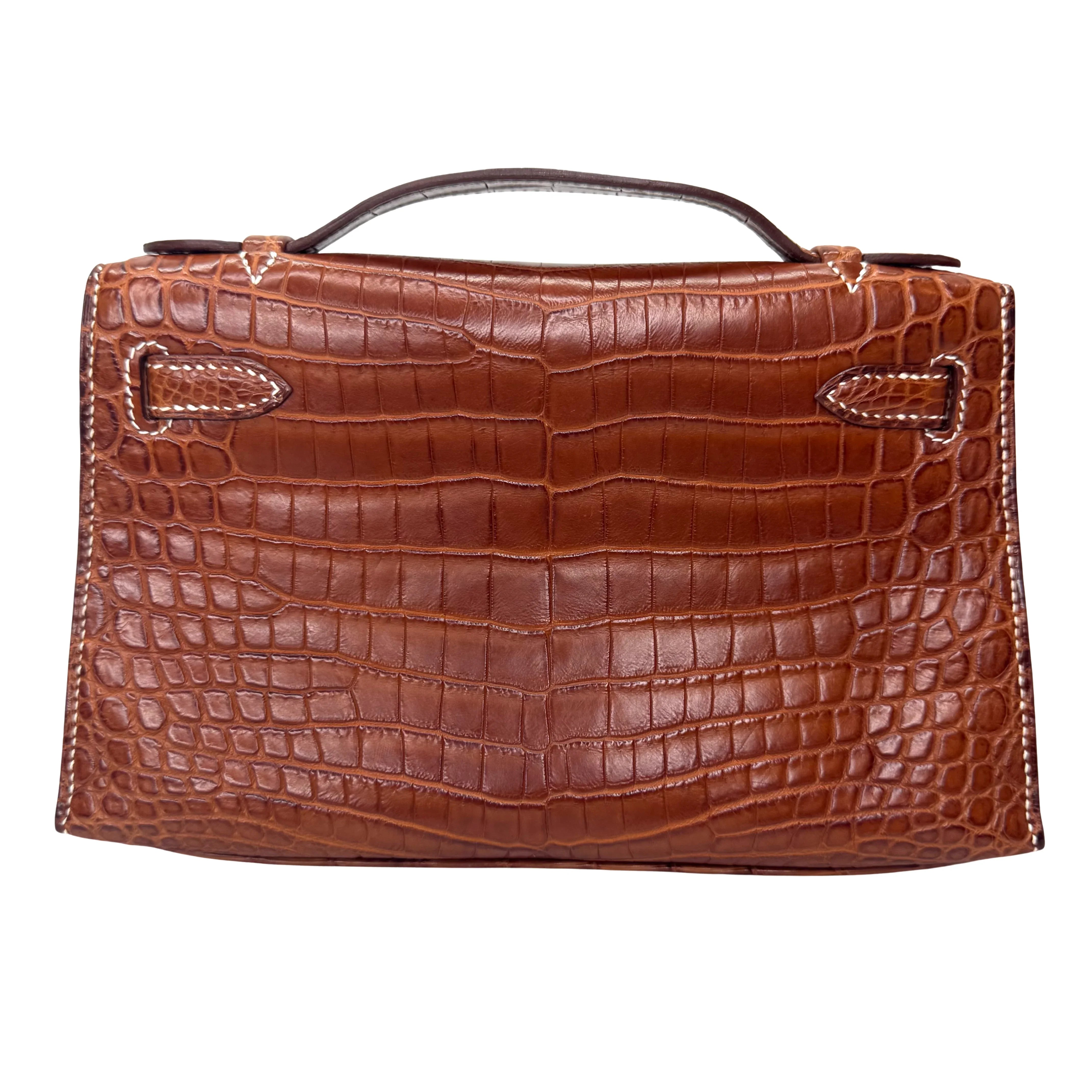 Hermes Kelly Pochette Fauve Niloticus Crocodile PHW □ J Stamp - Lost Designer