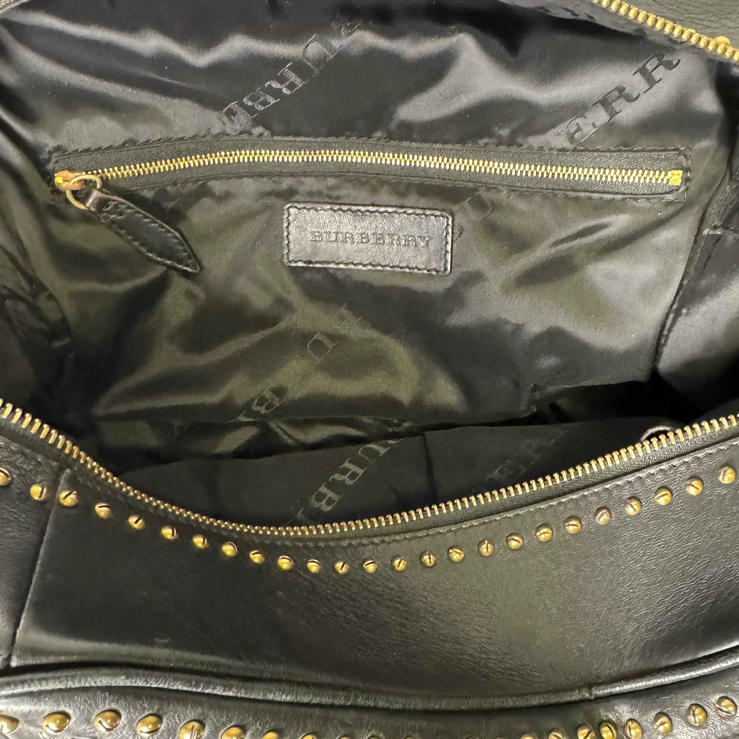 Burberry Black Studded Plissé Lambskin Leather Tote Bag - Lost Designer