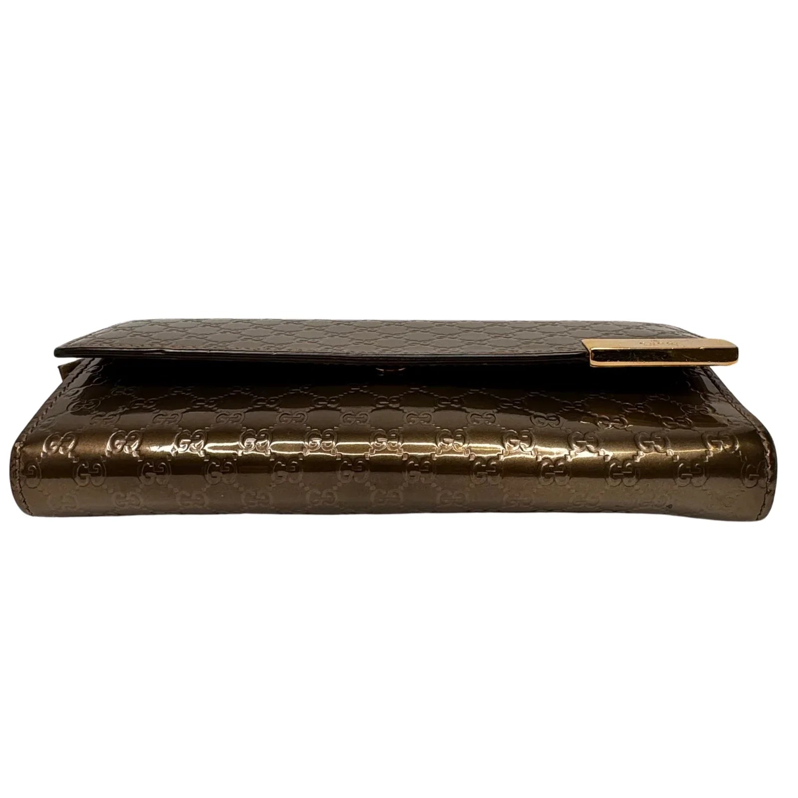 Gucci Leather Wallet on Chain Metallic Silver-Bronze