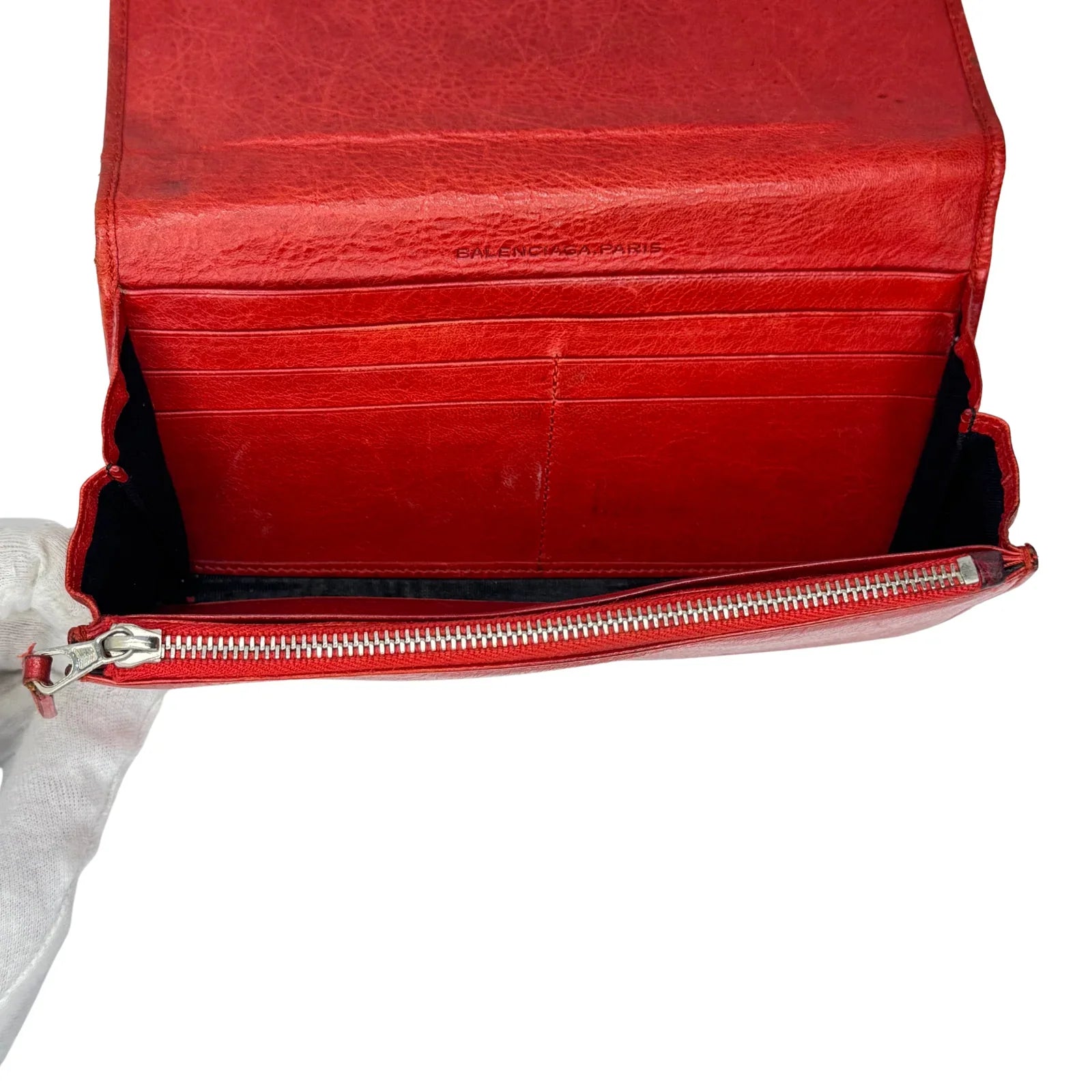 Balenciaga Red Lipstick Agneau Leather Giant 12 Gold Hardware Wallet - Lost Designer