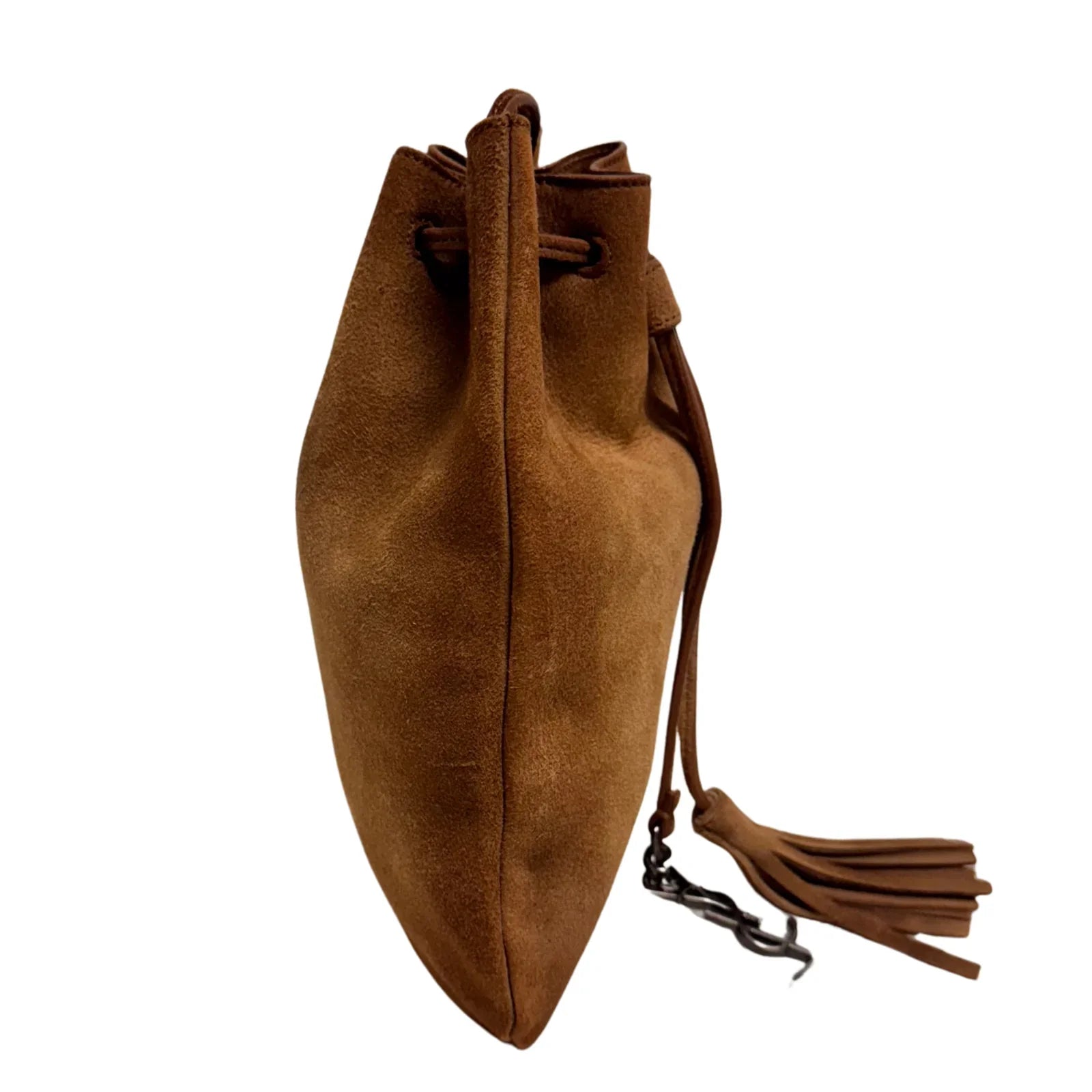 Yves Saint Laurent Jen Flat Bucket Leather Bag Camel