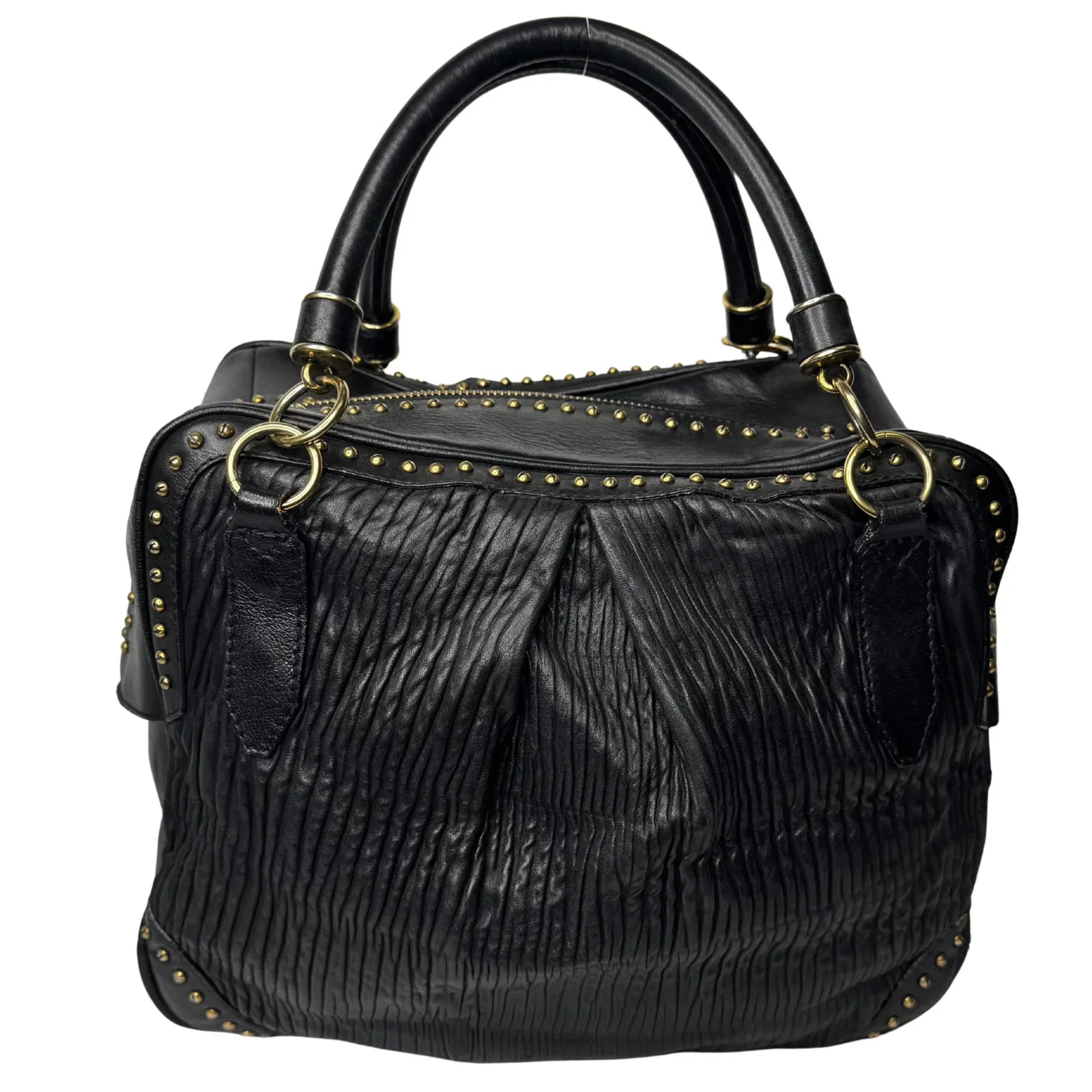 Burberry Black Studded Plissé Lambskin Leather Tote Bag