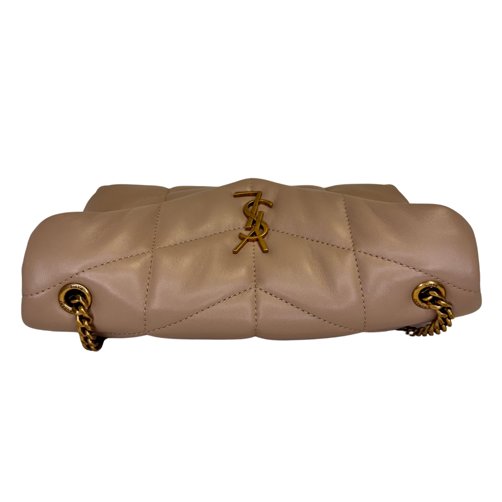 Saint Laurent Lambskin Toy Loulou Puffer Chain Bag – Dark Beige