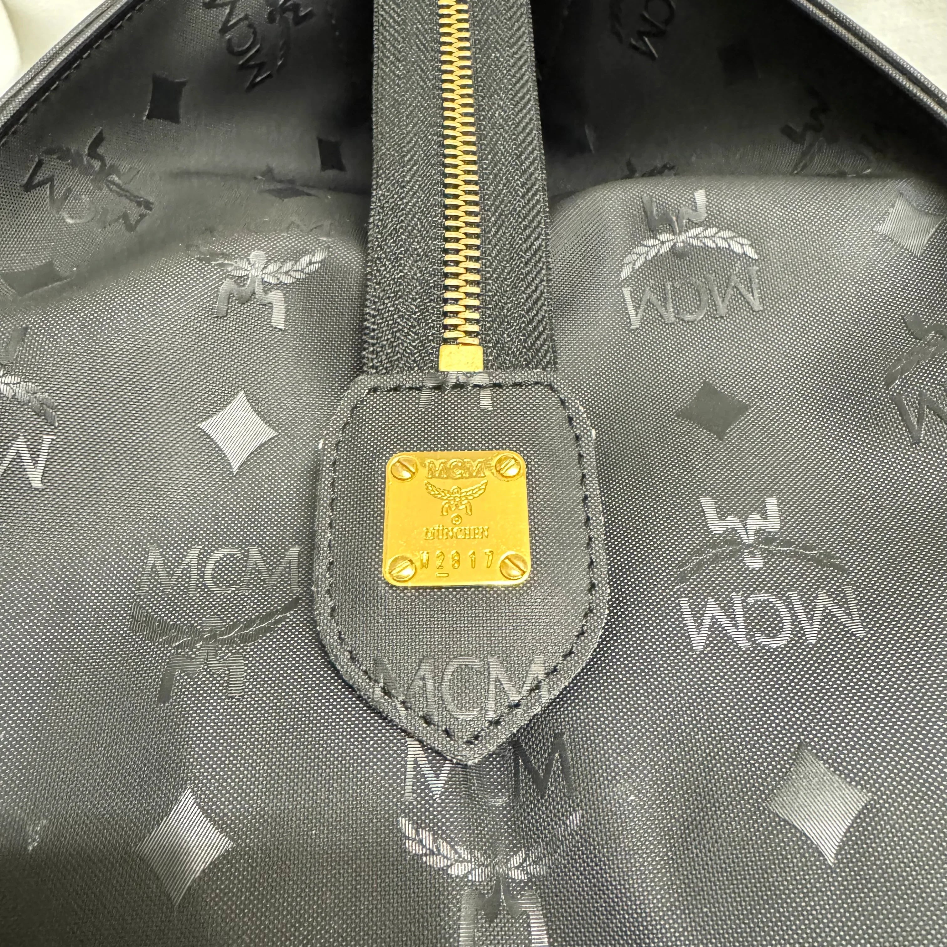 MCM Large Visetos Nylon Tote Bag Black