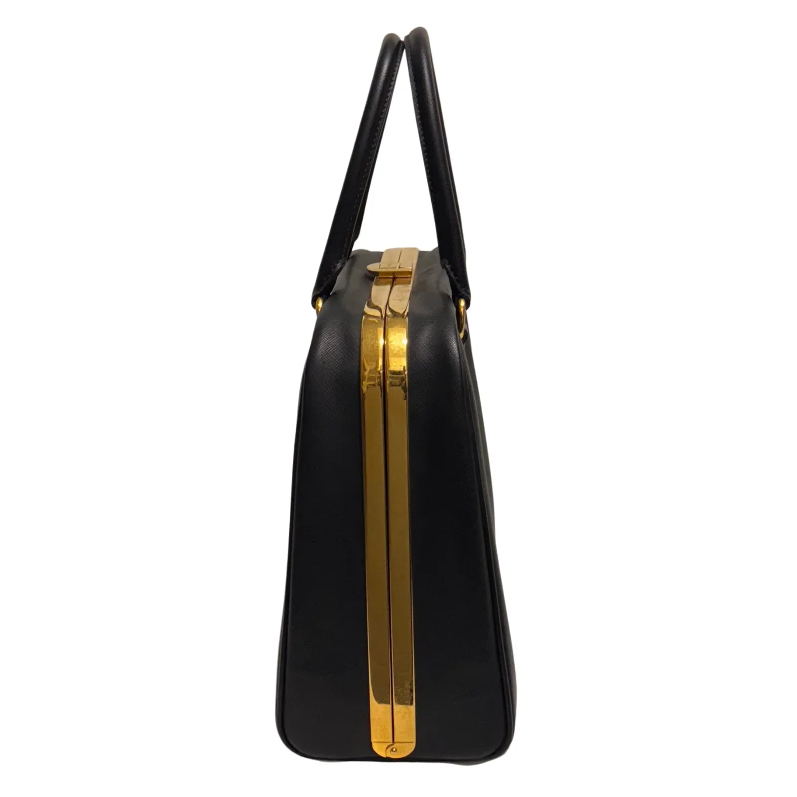 Pradaa Saffiano Lux Pyramid Bag Black
