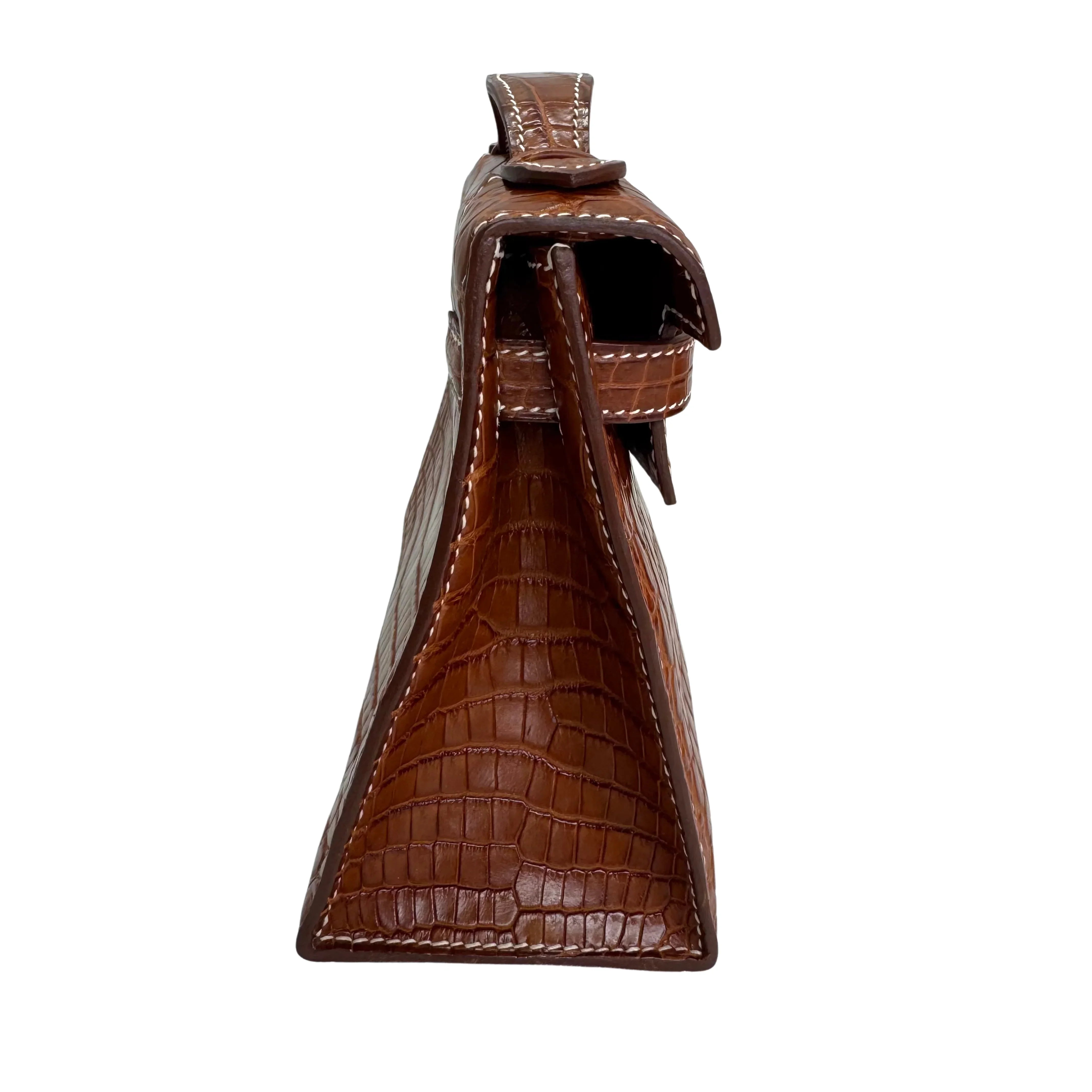 Hermes Kelly Pochette Fauve Niloticus Crocodile PHW □ J Stamp - Lost Designer