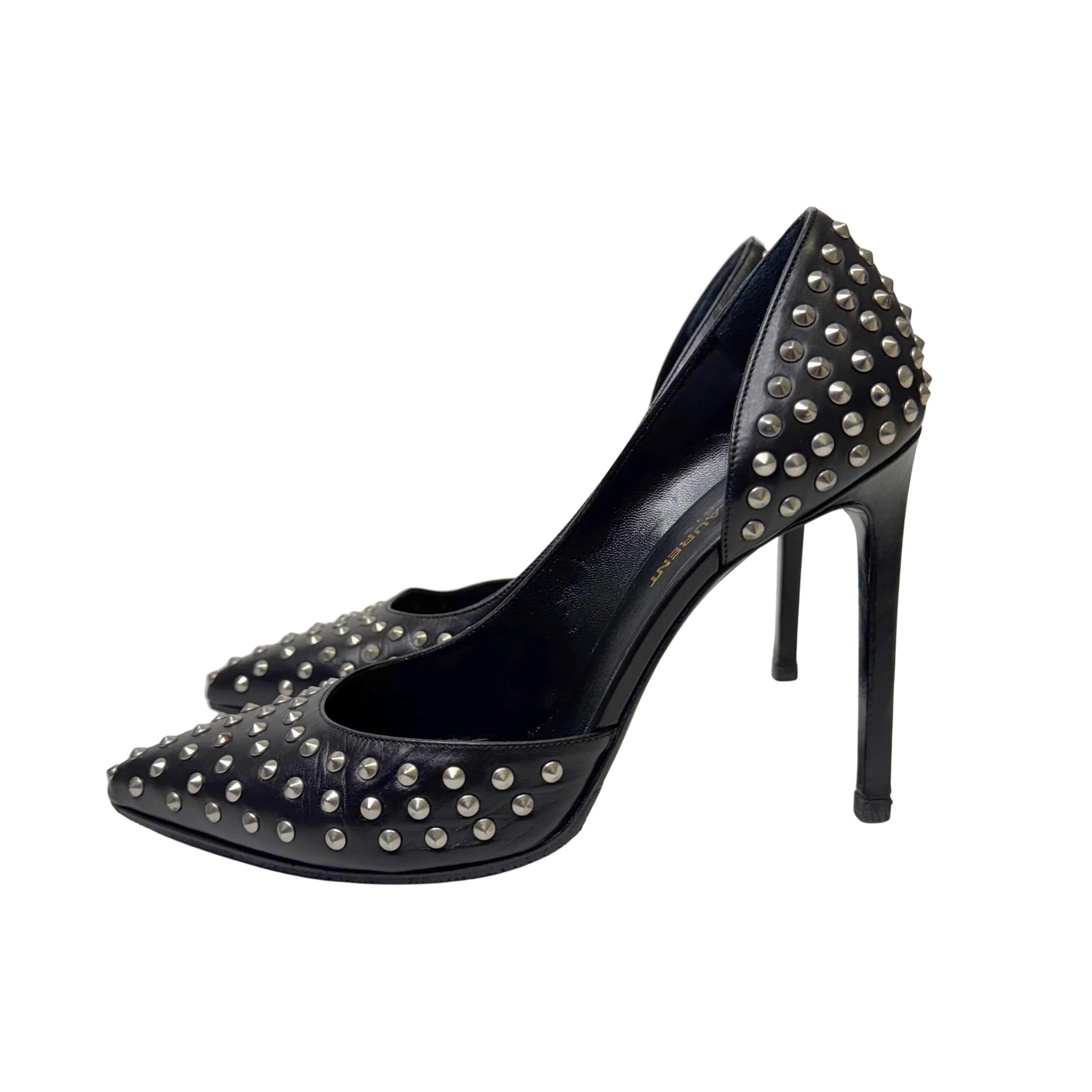 Yves Saint Laurent Leather Printed Rock stud D'Orsay Pumps