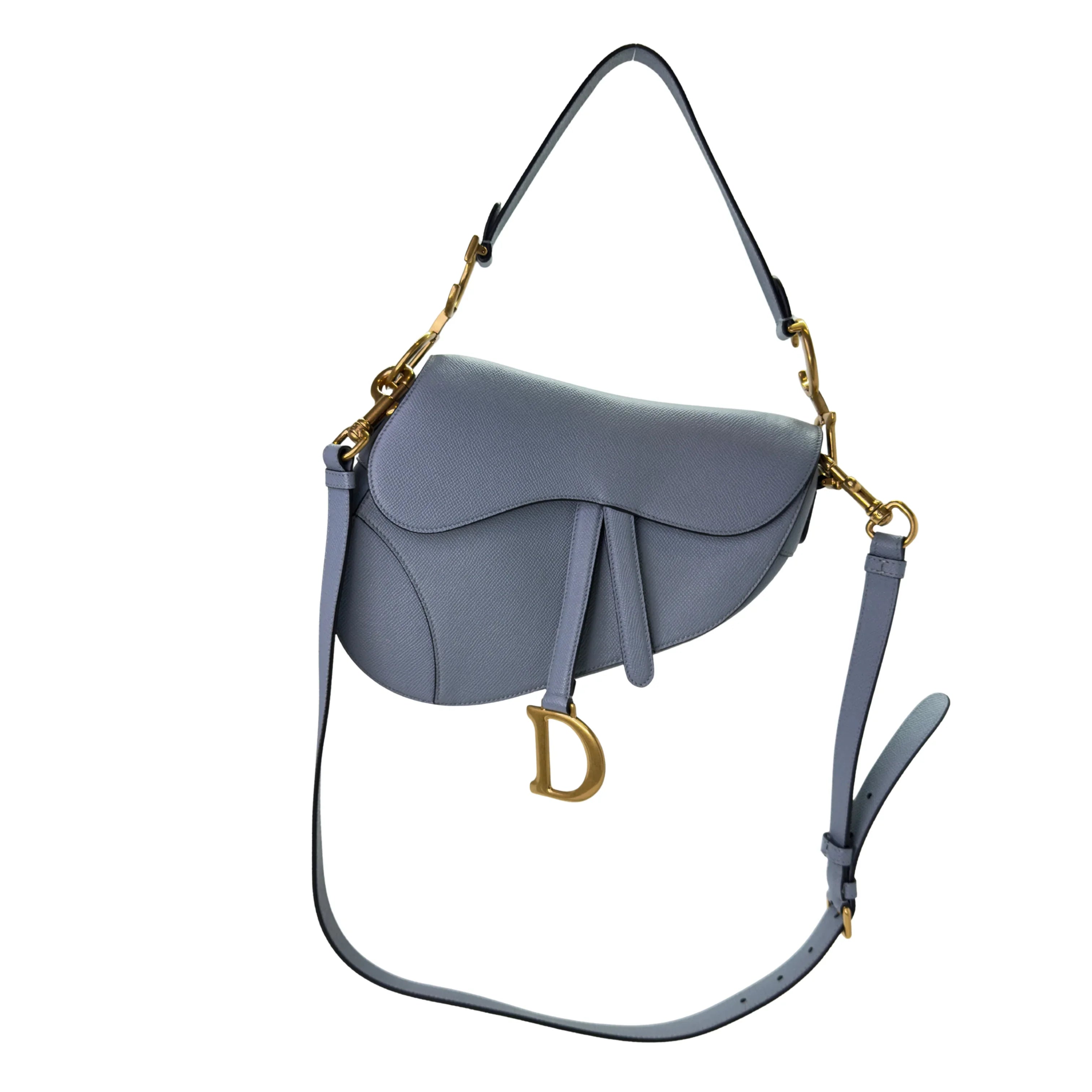 Dior Saddle Grained Calfskin Medium Handbag Blue - Lost Designer