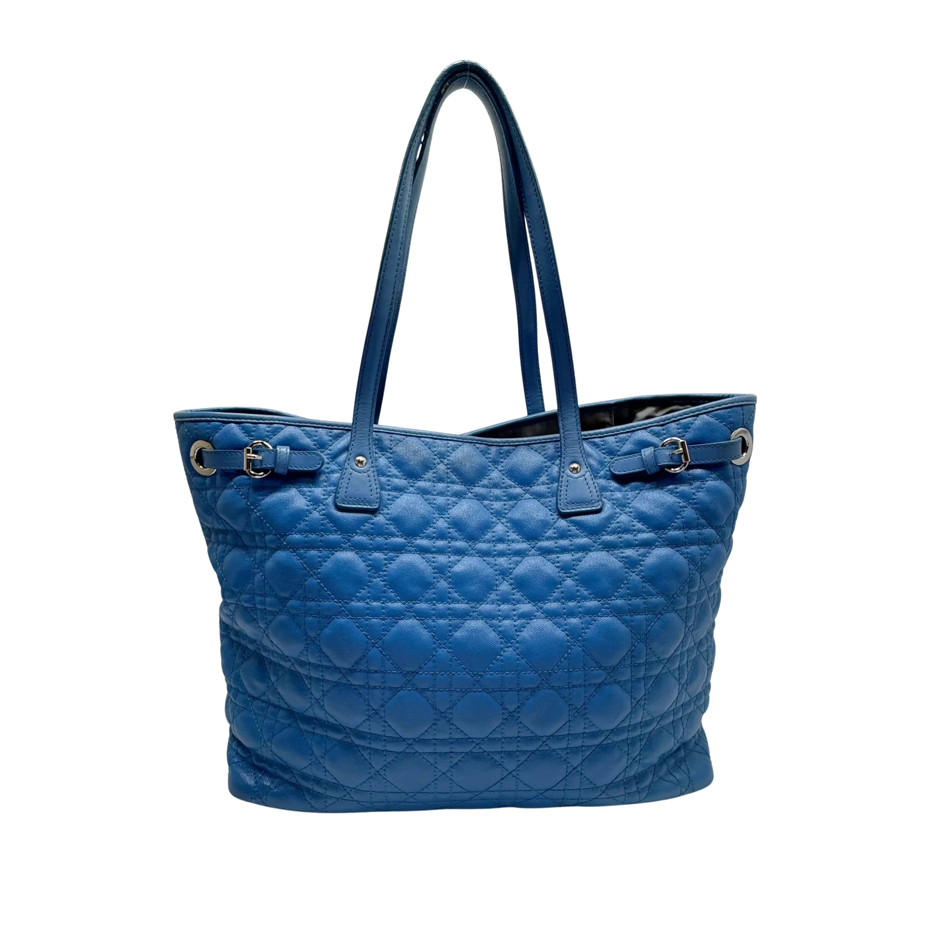 Dior Cannage Medium Panarea Tote Canvas Cobalt Blue - Lost Designer