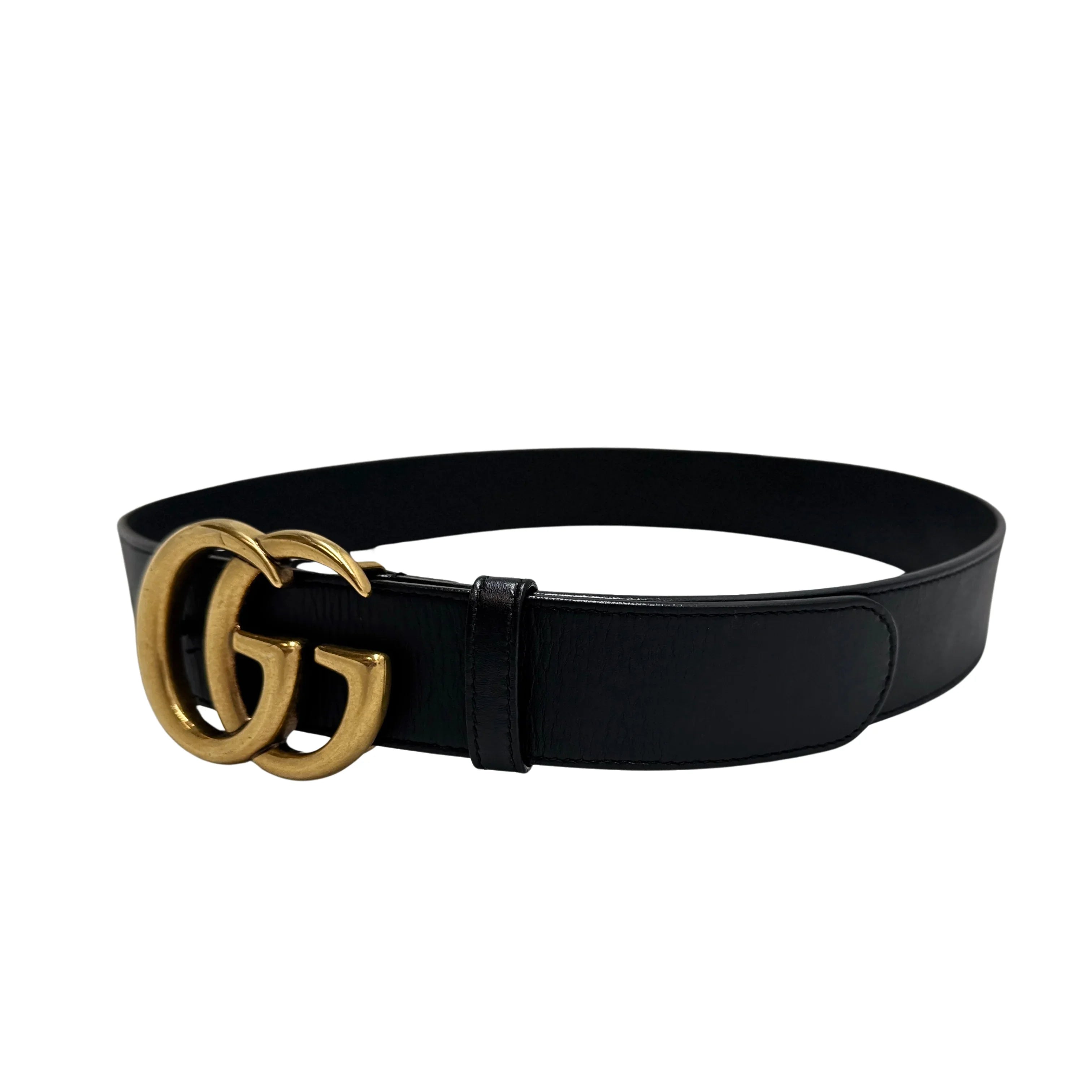 Gucci GG Marmont Wide Belt Leather Black 85/34 - Lost Designer