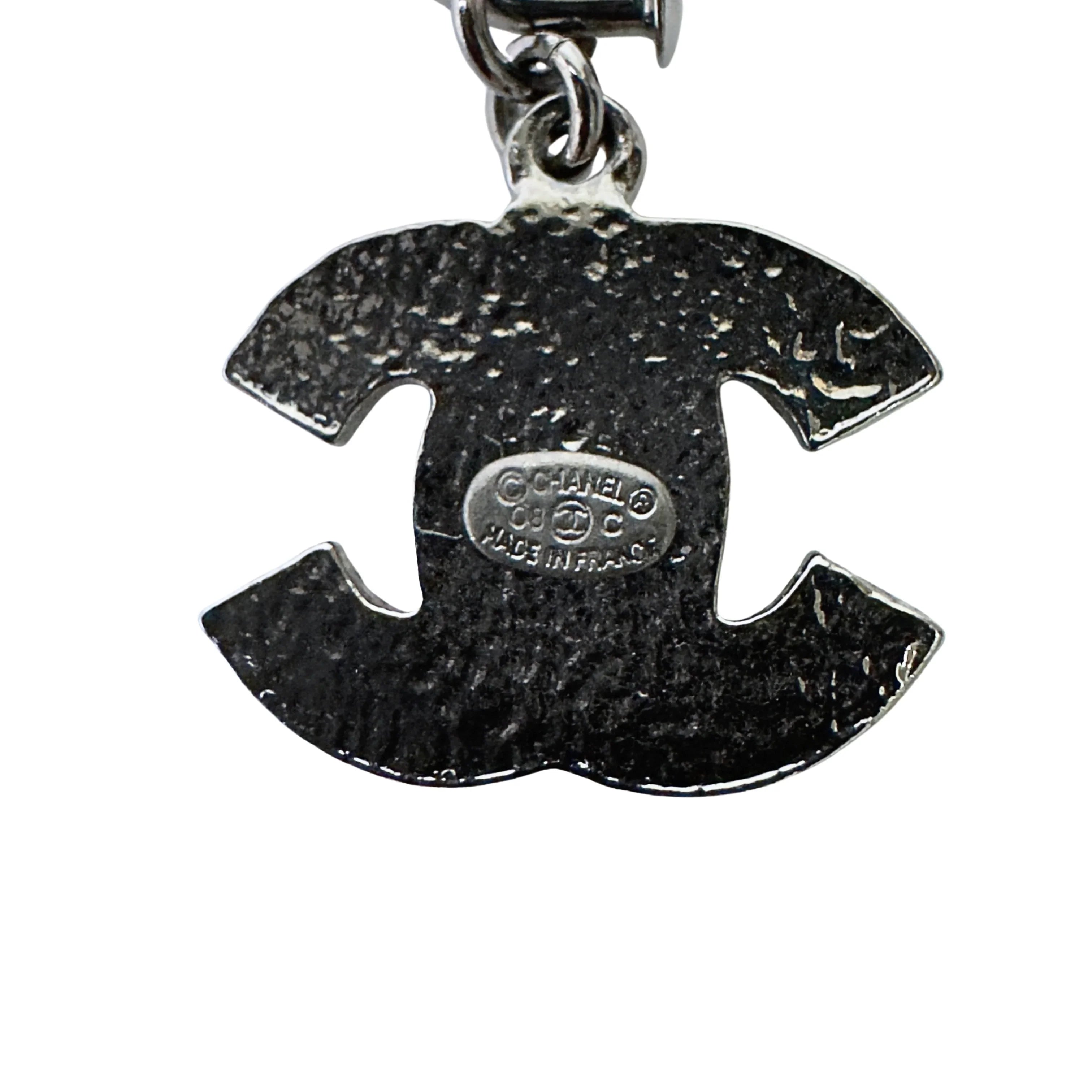 Chanel Gunmetal CC Peach Crystal Rim Hoop Earrings - Lost Designer