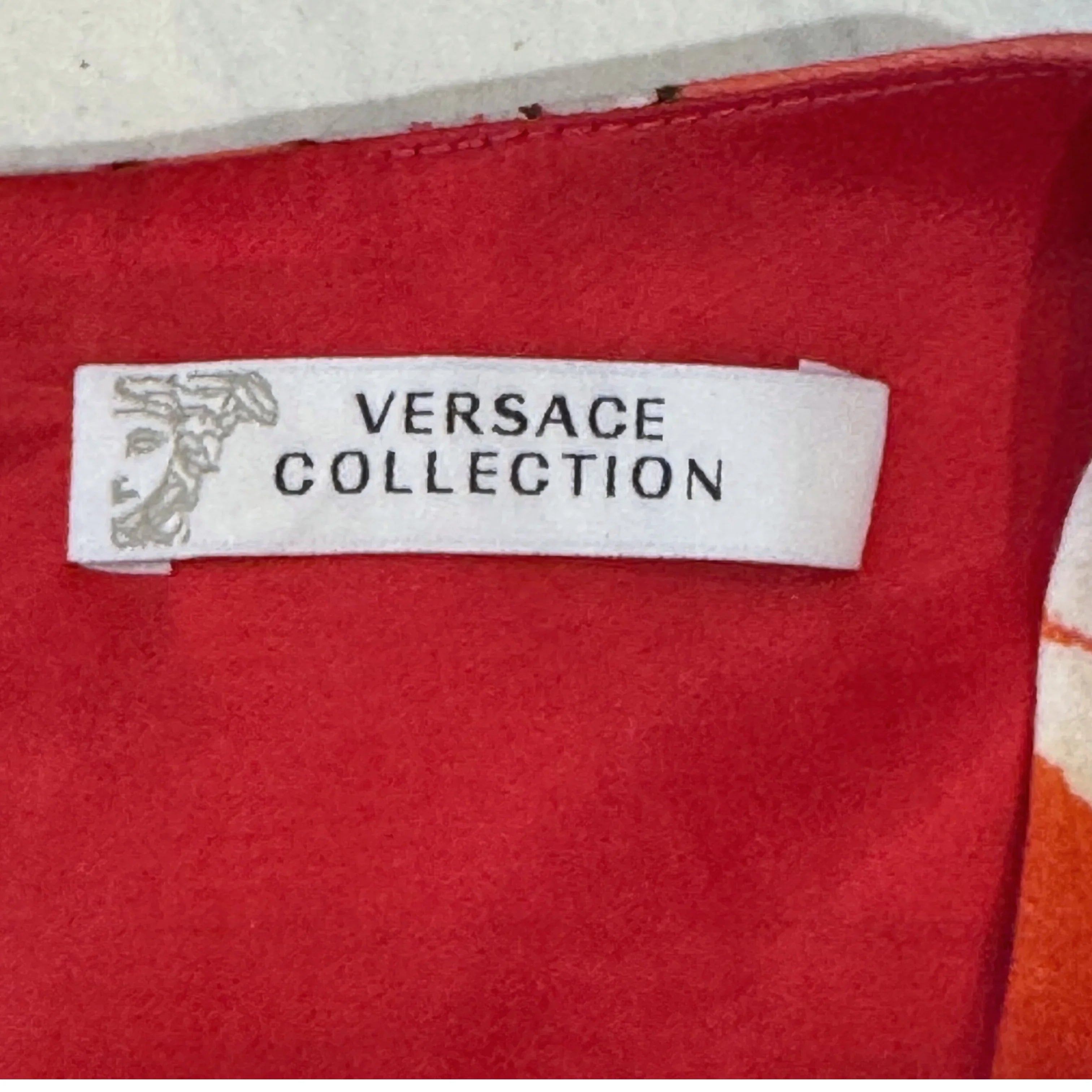 Versace Pink x Orange Baroque Print Sleeveless Dress Size 42