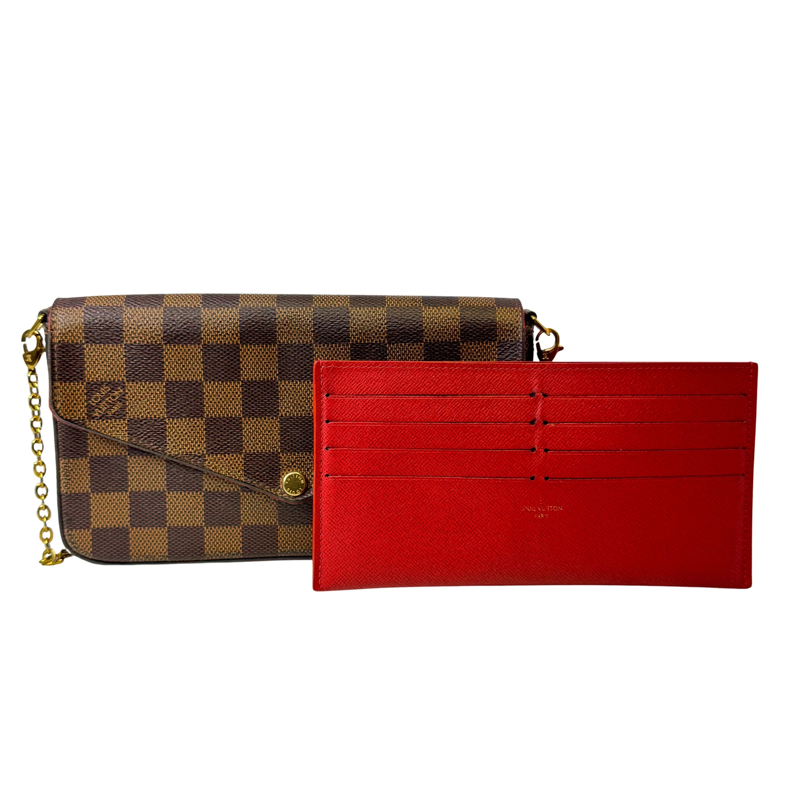Louis Vuitton Damier Ebene Felicie Pochette Chain Wallet Bag - Lost Designer