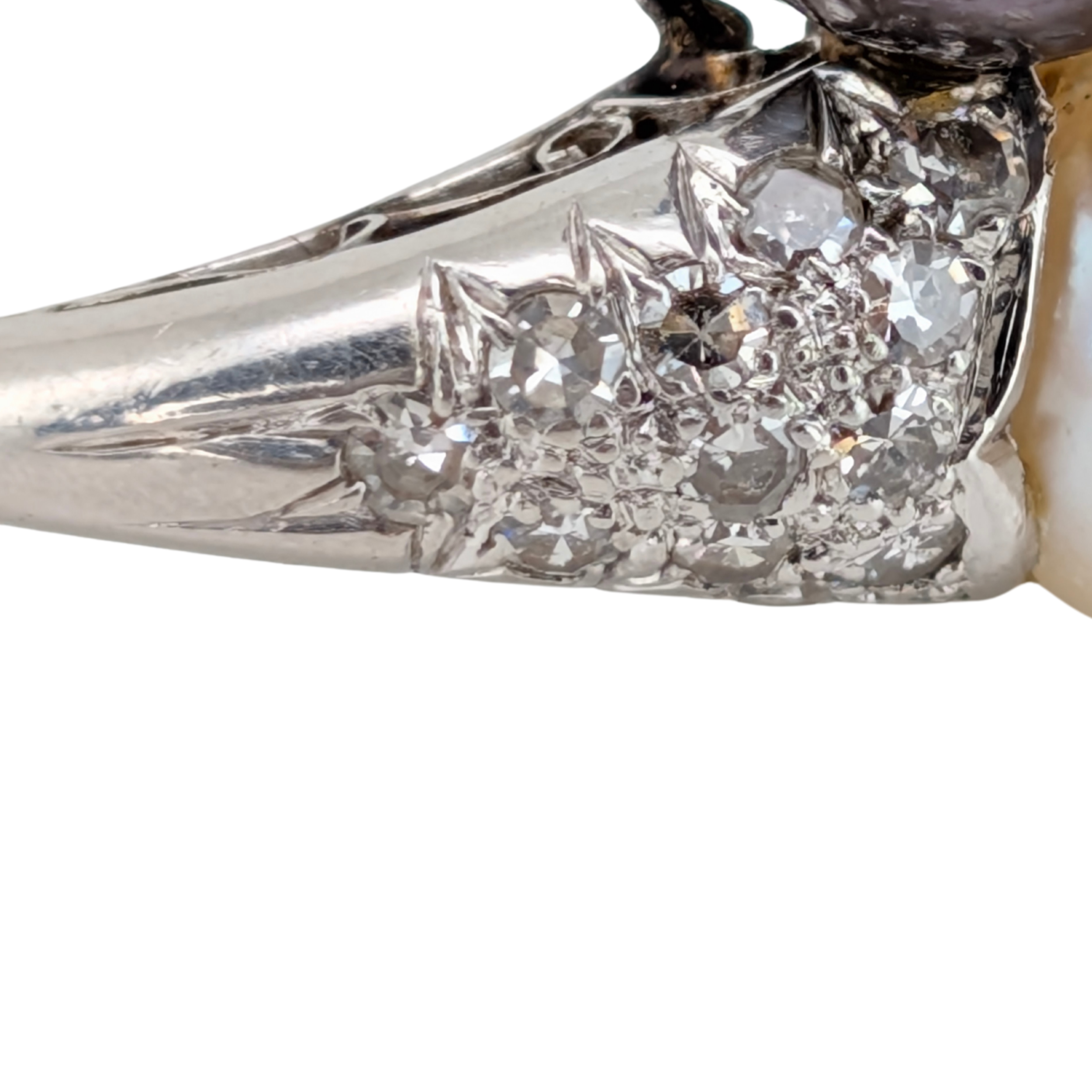 0.50Ct Diamond, Akoya Pearl & Black Freshwater Pearl Ring In Platinum