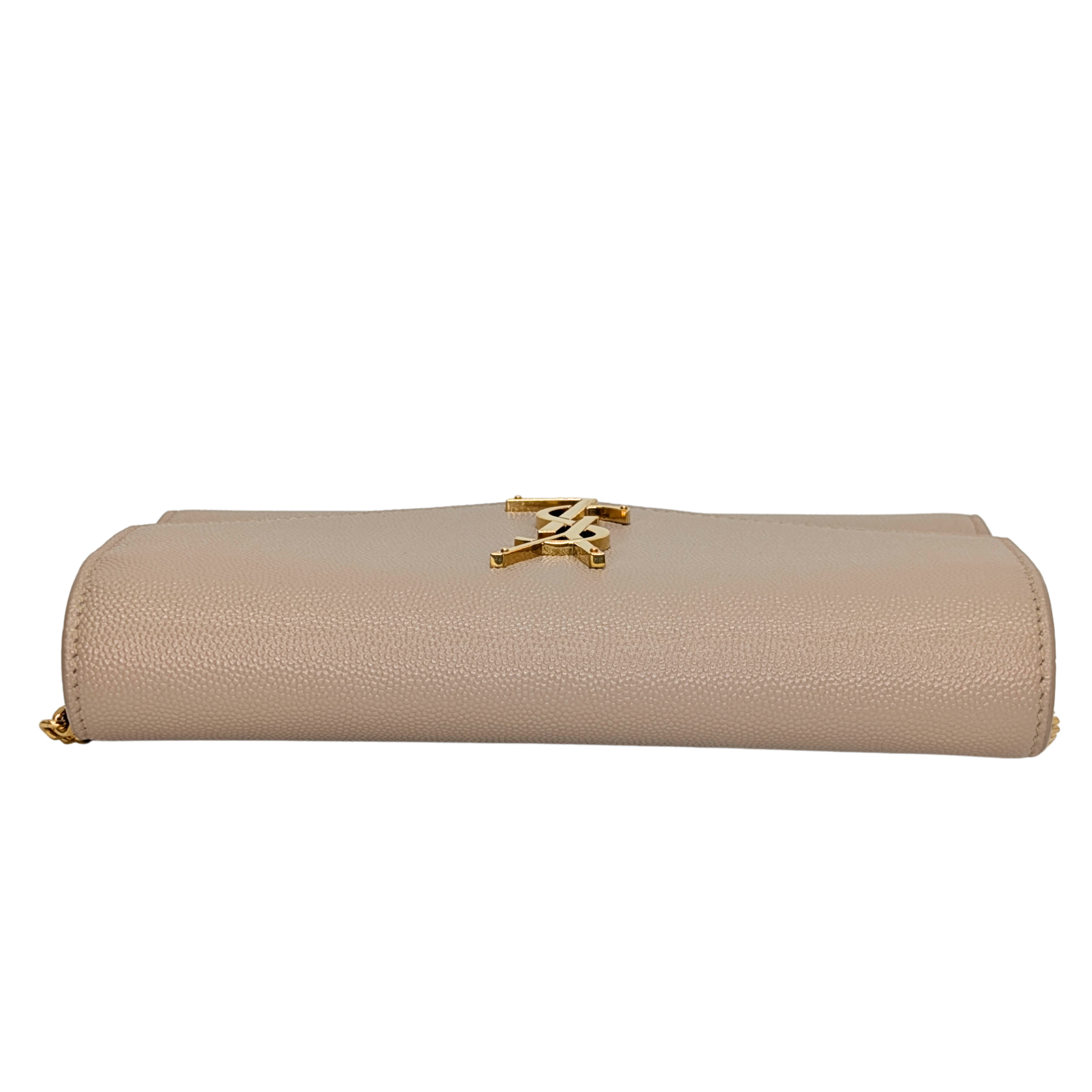Yves Saint Laurent Uptown Wallet on Chain Dark Beige