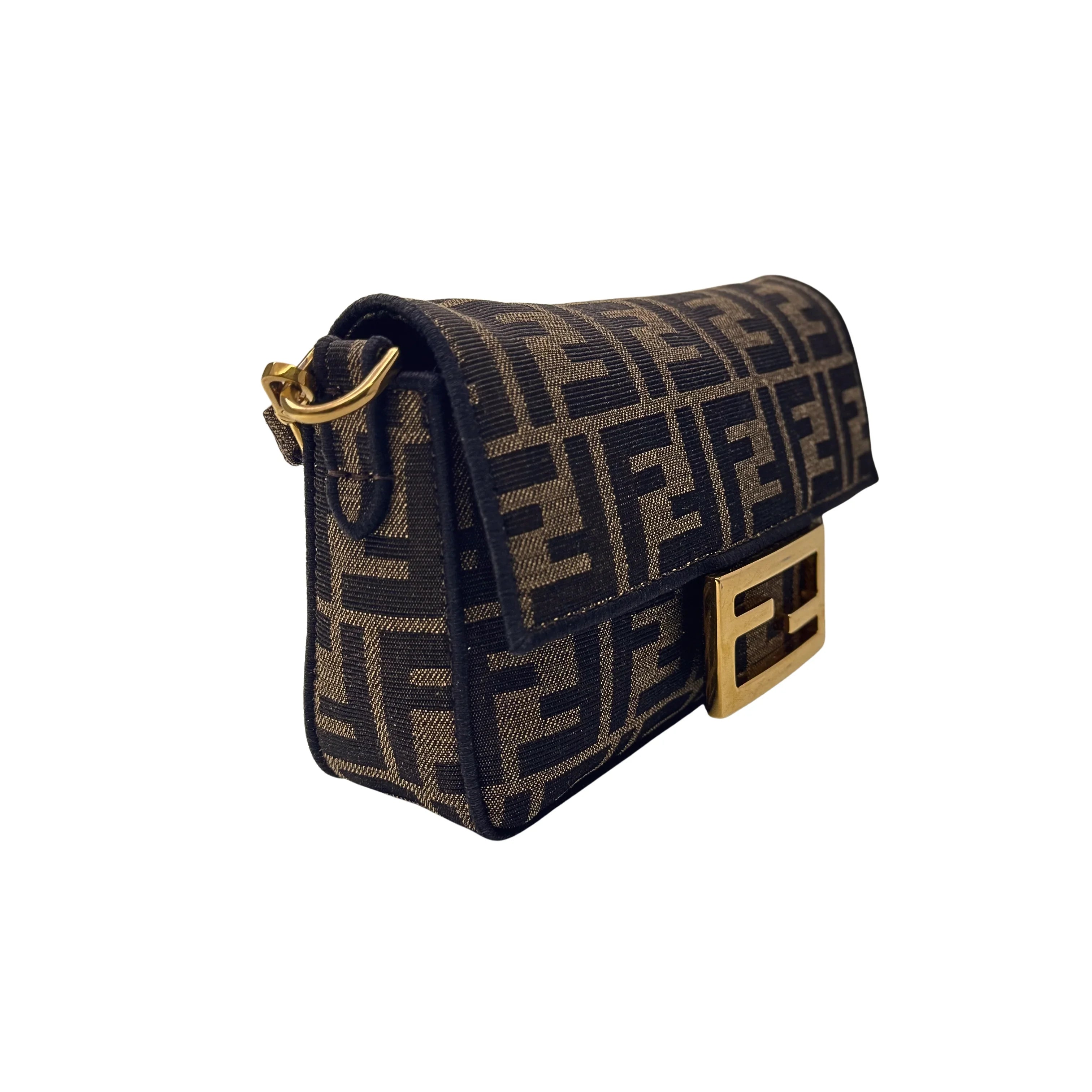 Fendi Jacquard FF Baguette Bag Canvas Brown - Lost Designer