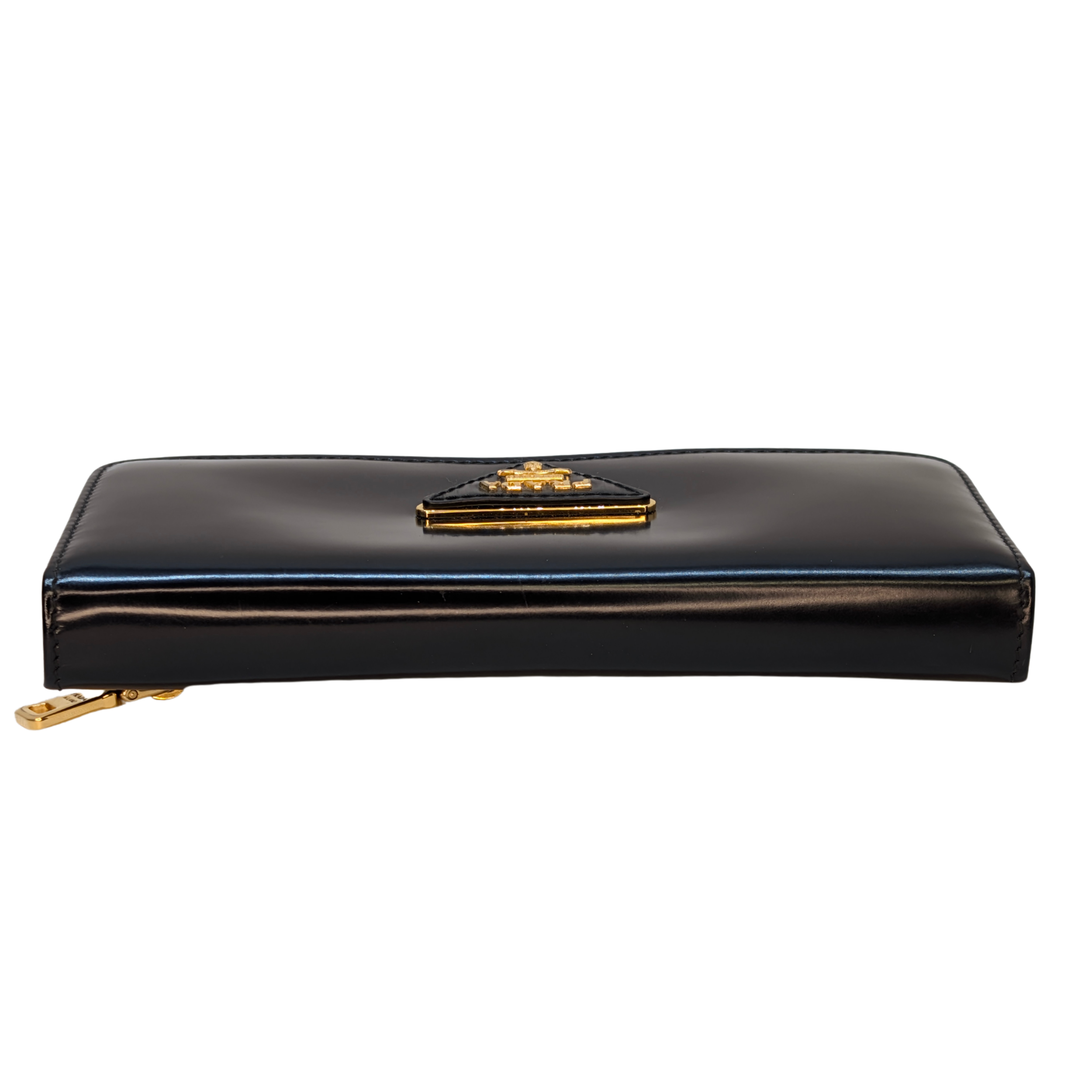 Prada Calfskin Leather Long Wallet Black