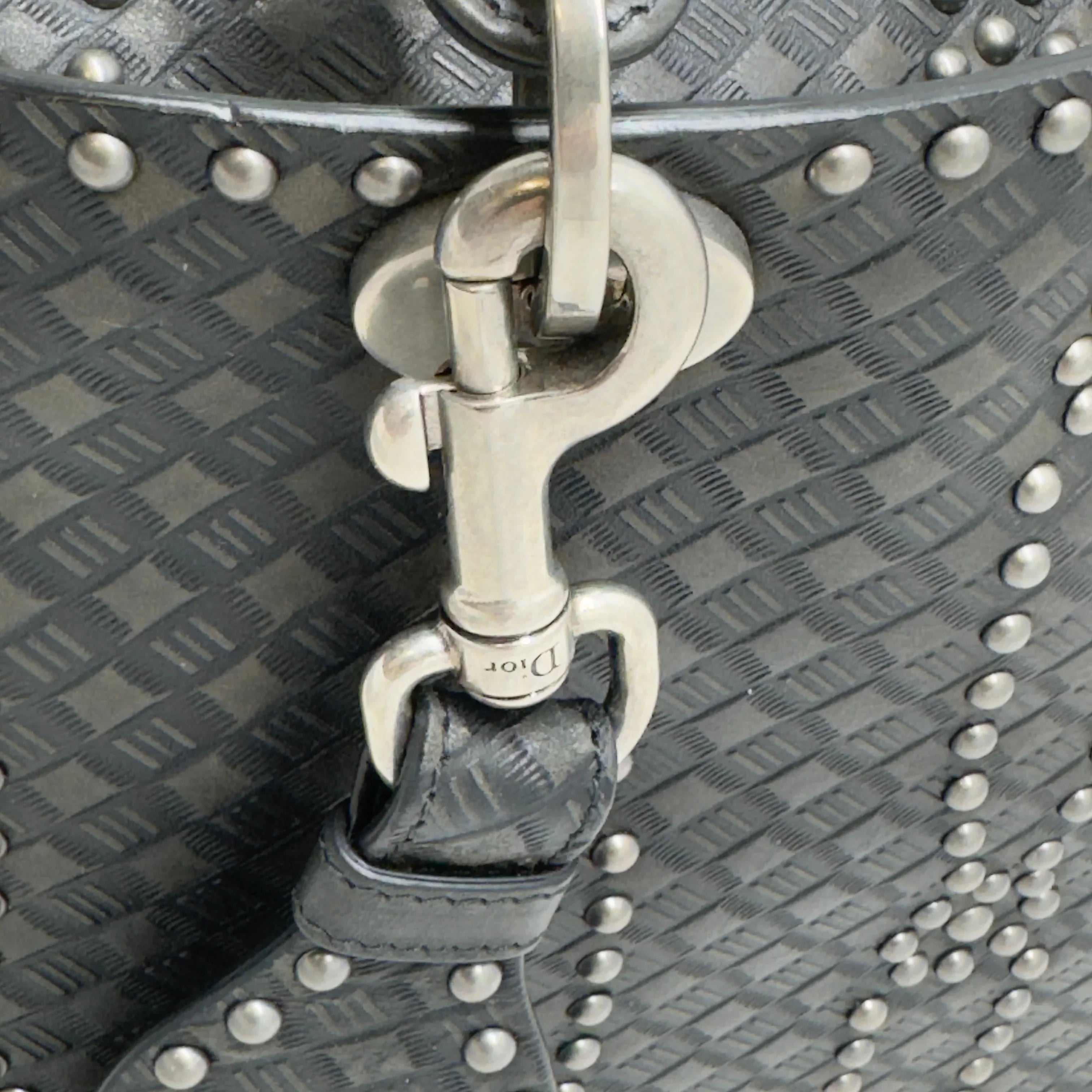 Christian Dior Large Lady Dior Studded Handbag Black - Lost Designer