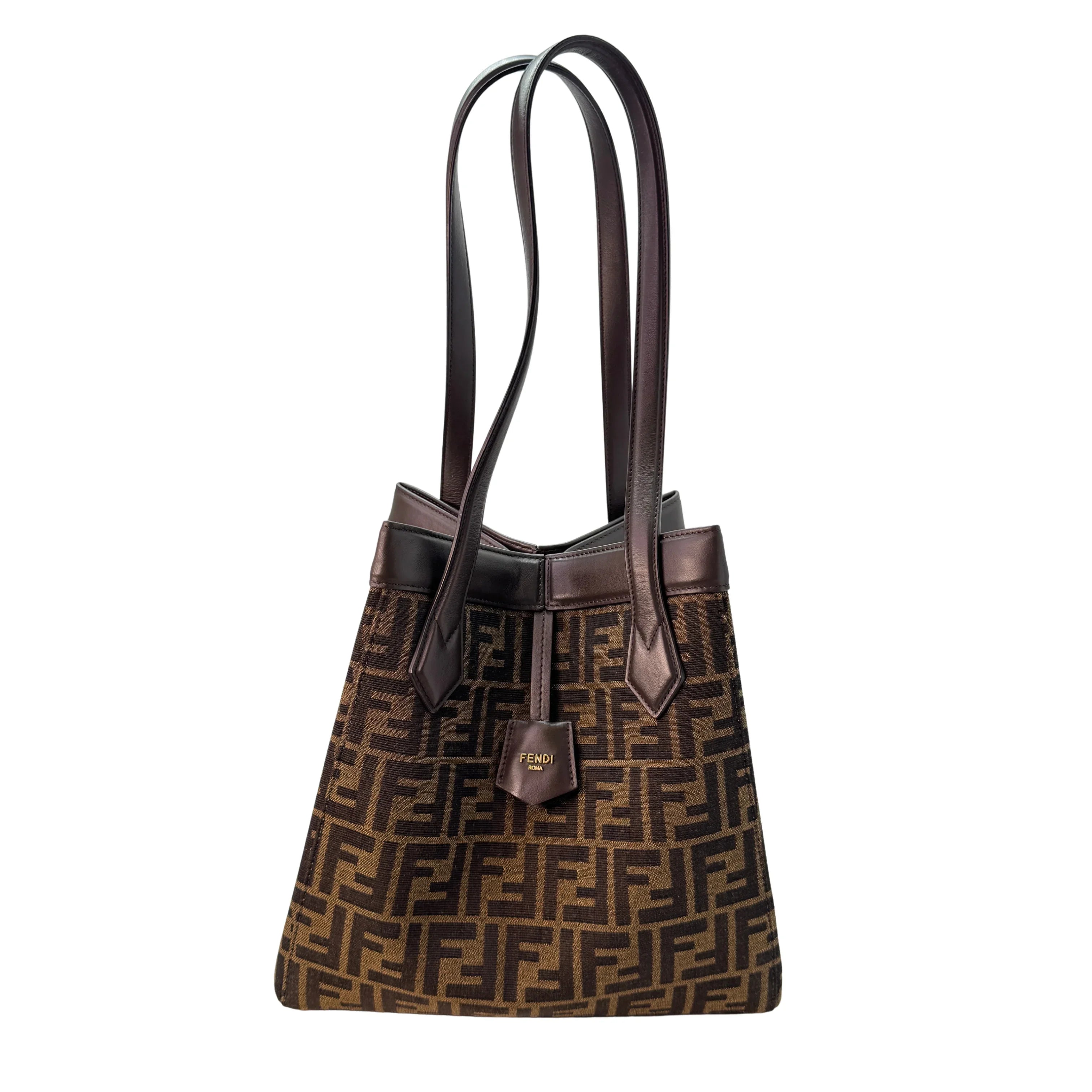 Fendi Origami Medium Fabric Tote Bag Brown - Lost Designer