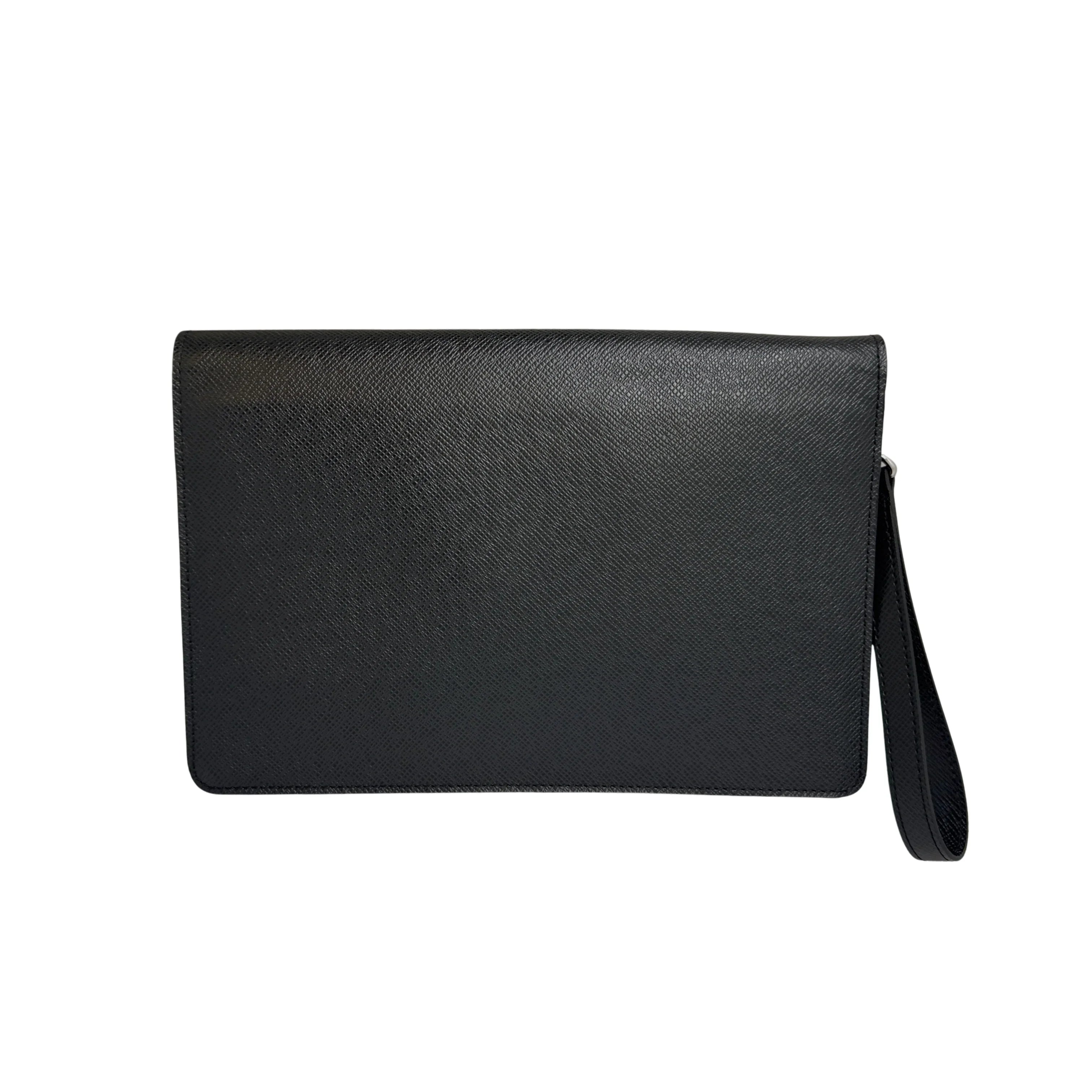 Louis Vuitton Taiga Pochette Belaia Ardoise Clutch Bag Black - Lost Designer