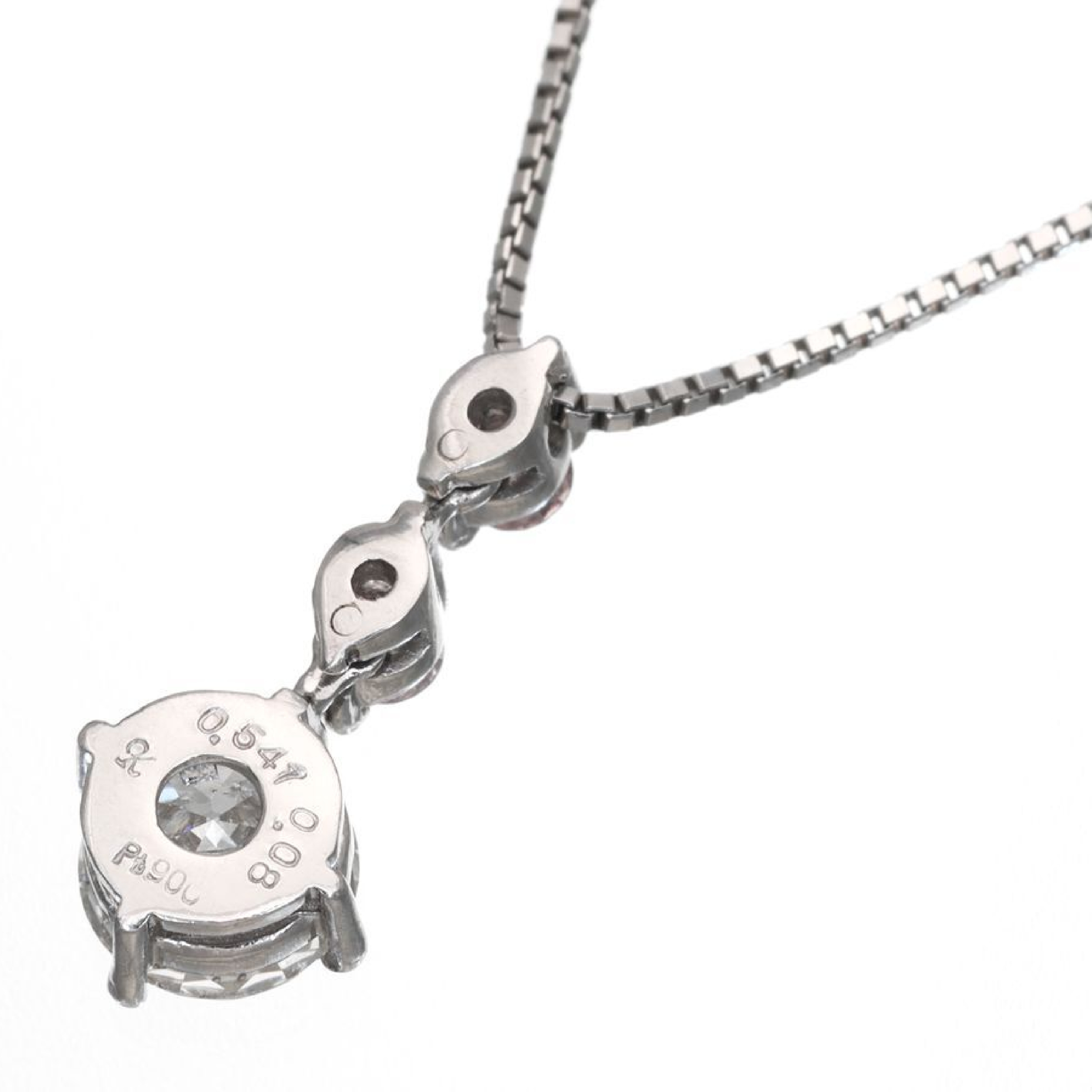 0.63Ct Natural Diamond Three-Stone Drop Pendant Necklace In Platinum