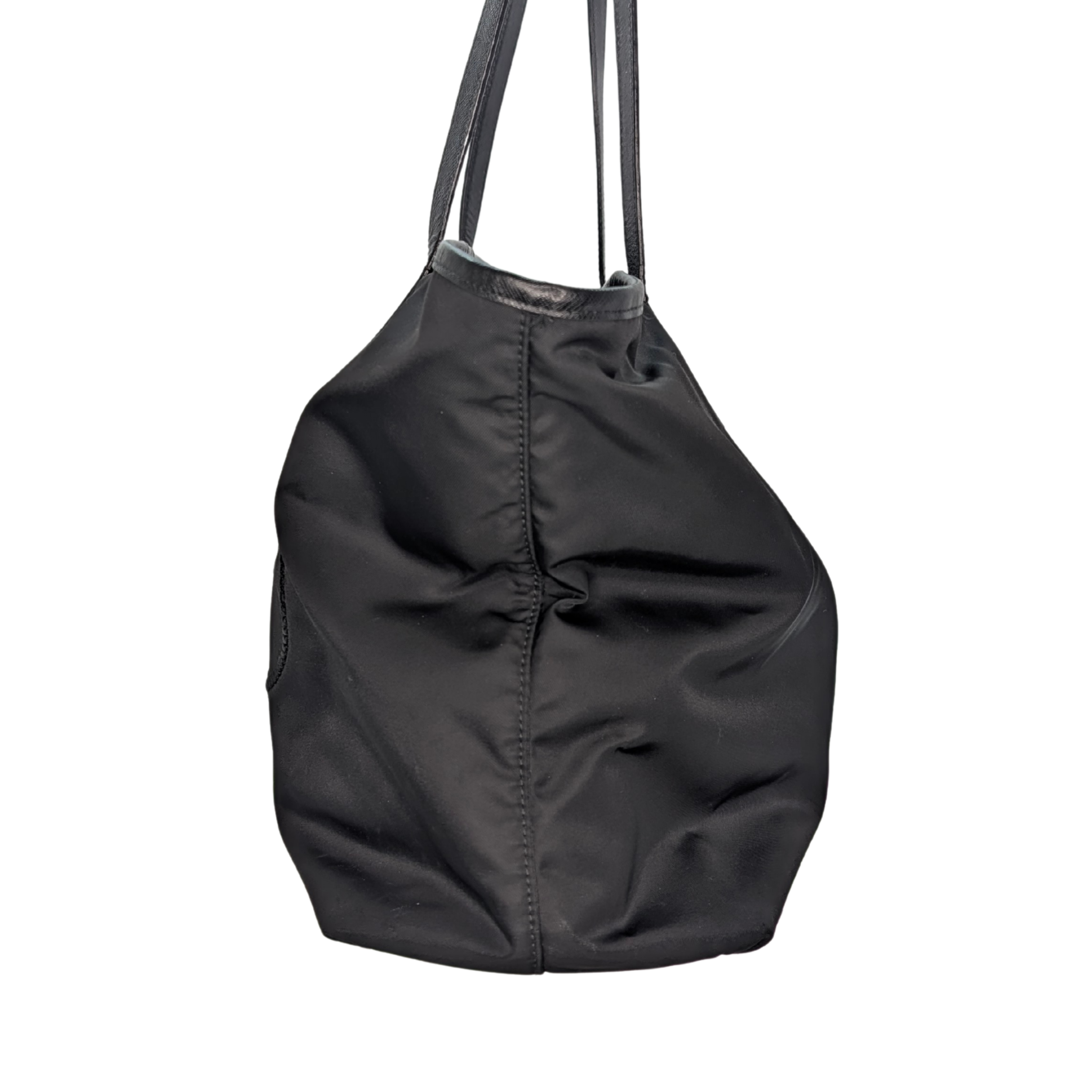 Prada Navy Re-Nylon Embroidered Logo Tote Bag