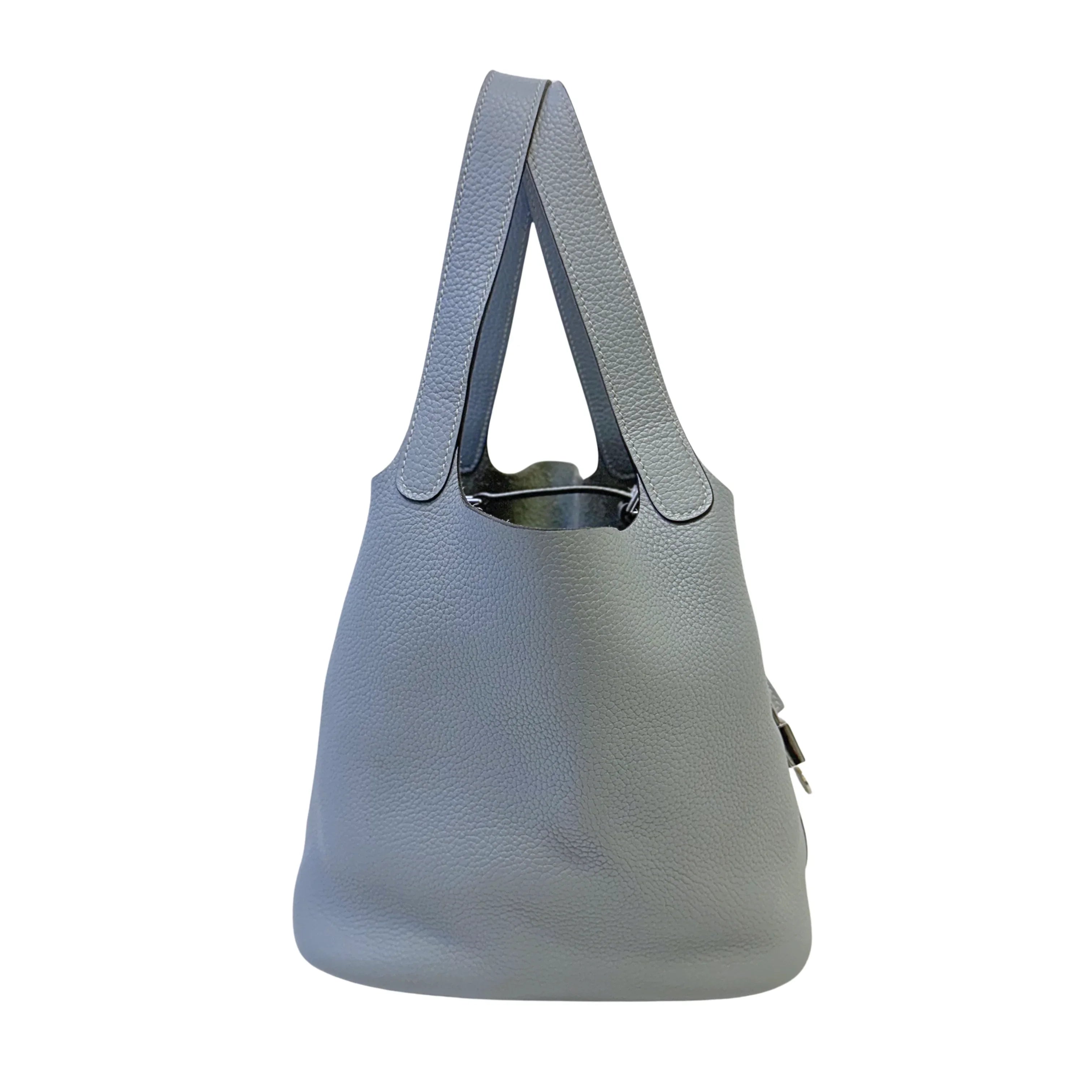 Hermès Picotin Lock 18 Handbag Leather Light Blue - Lost Designer